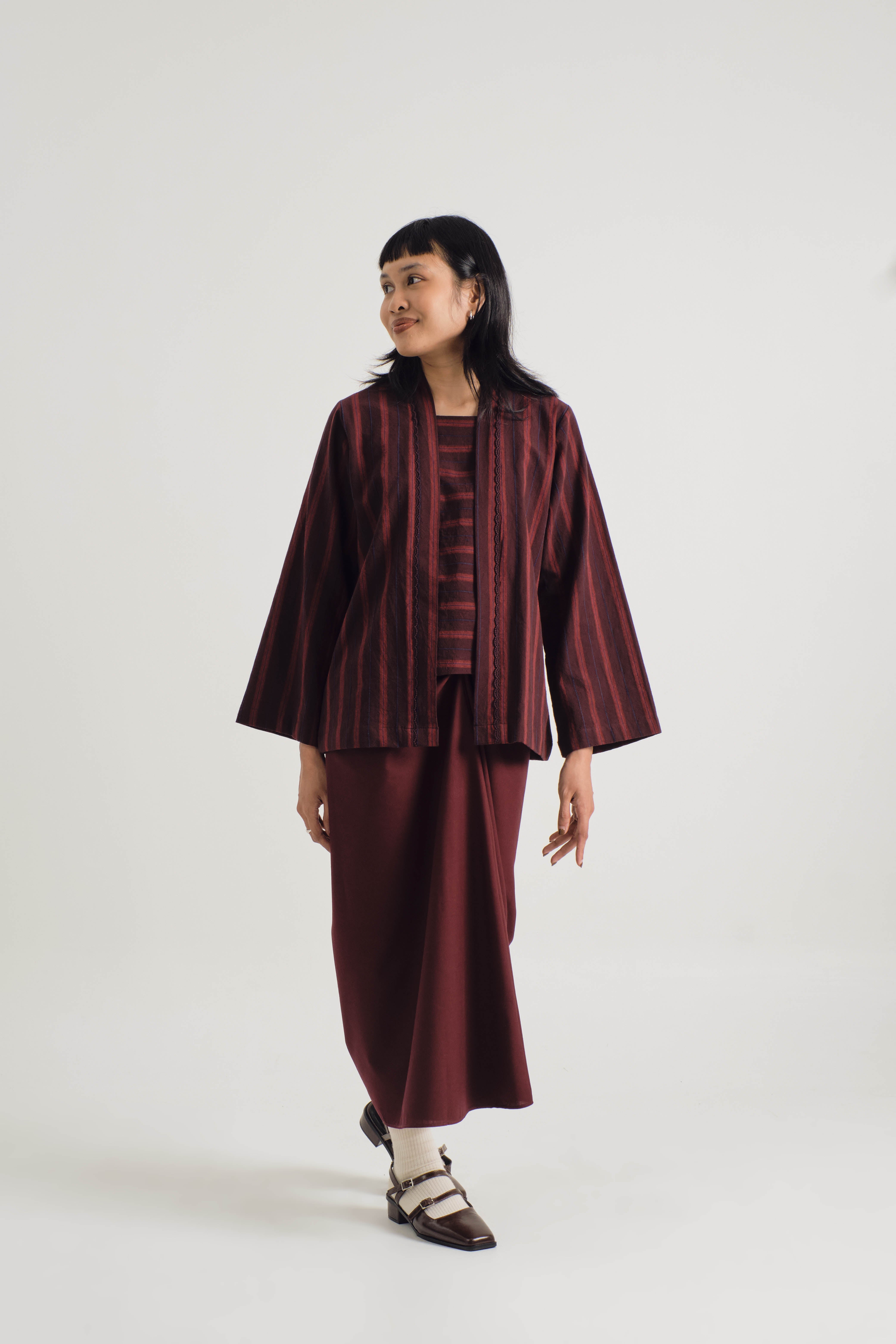 Palong Kebaya Pendek - Stripe Burgundy