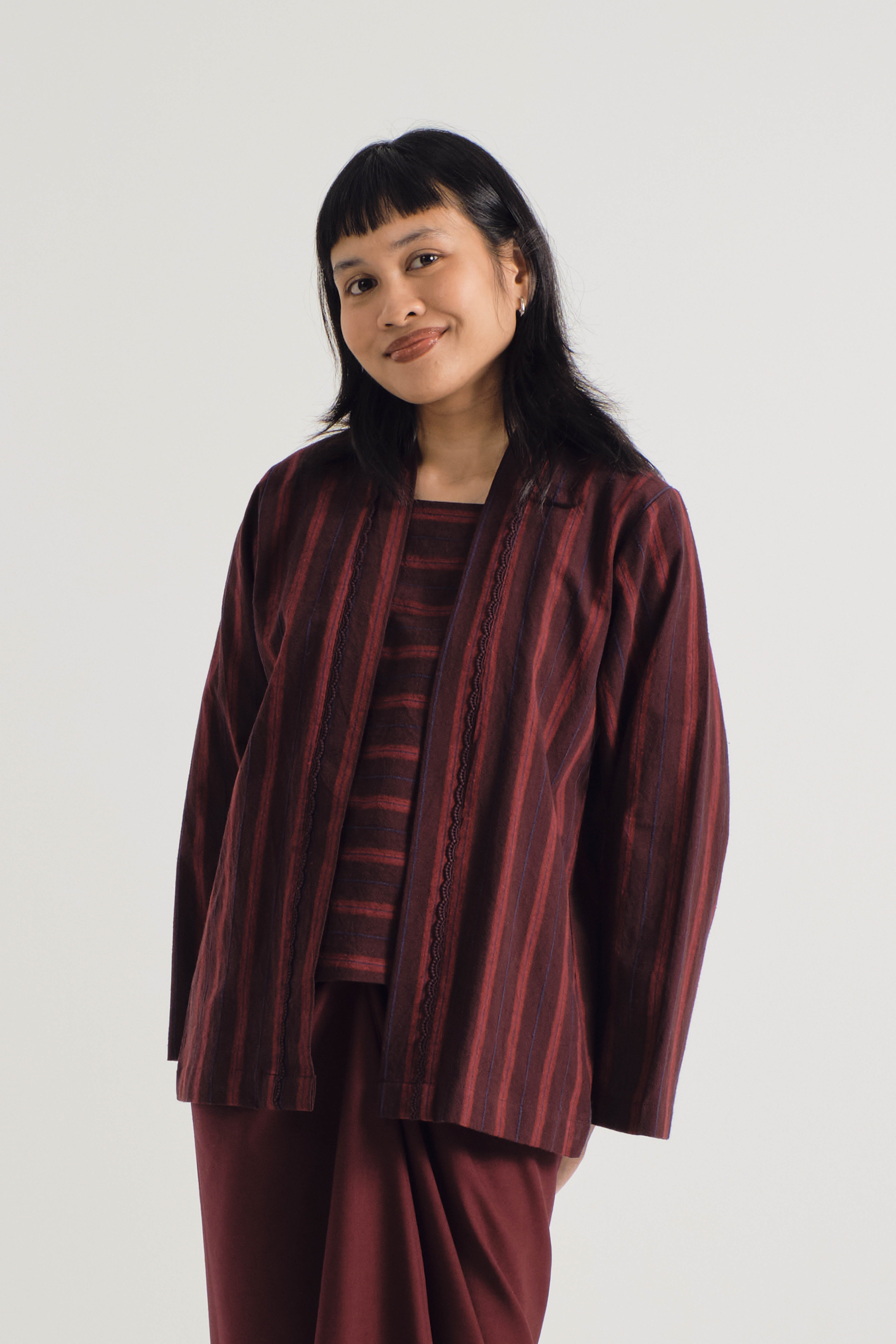 Palong Kebaya Pendek - Stripe Burgundy