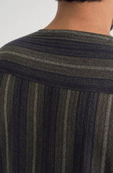 Mansoor Back Yoke Top - Stripe Forest Green