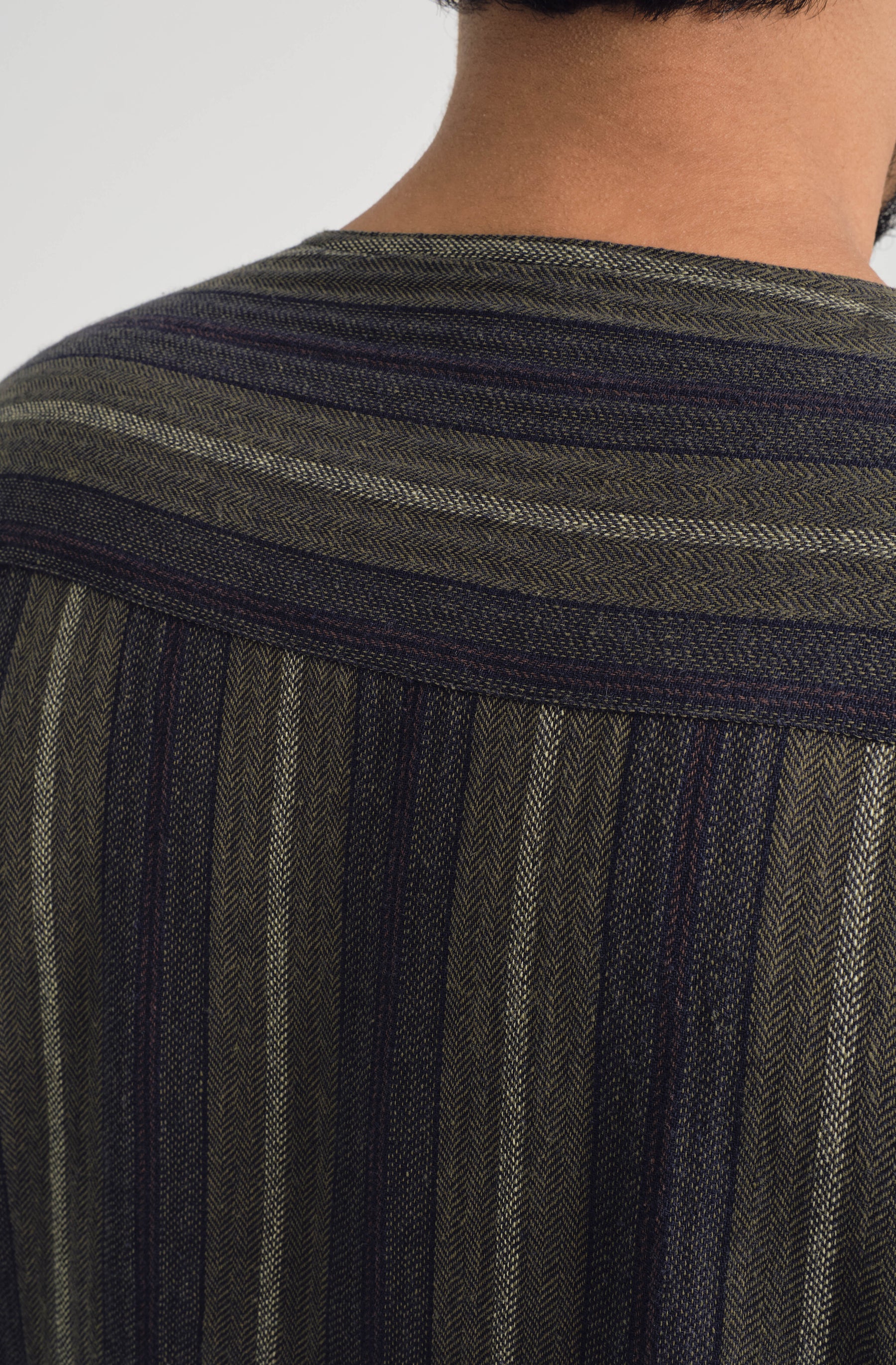 Mansoor Back Yoke Top - Stripe Forest Green