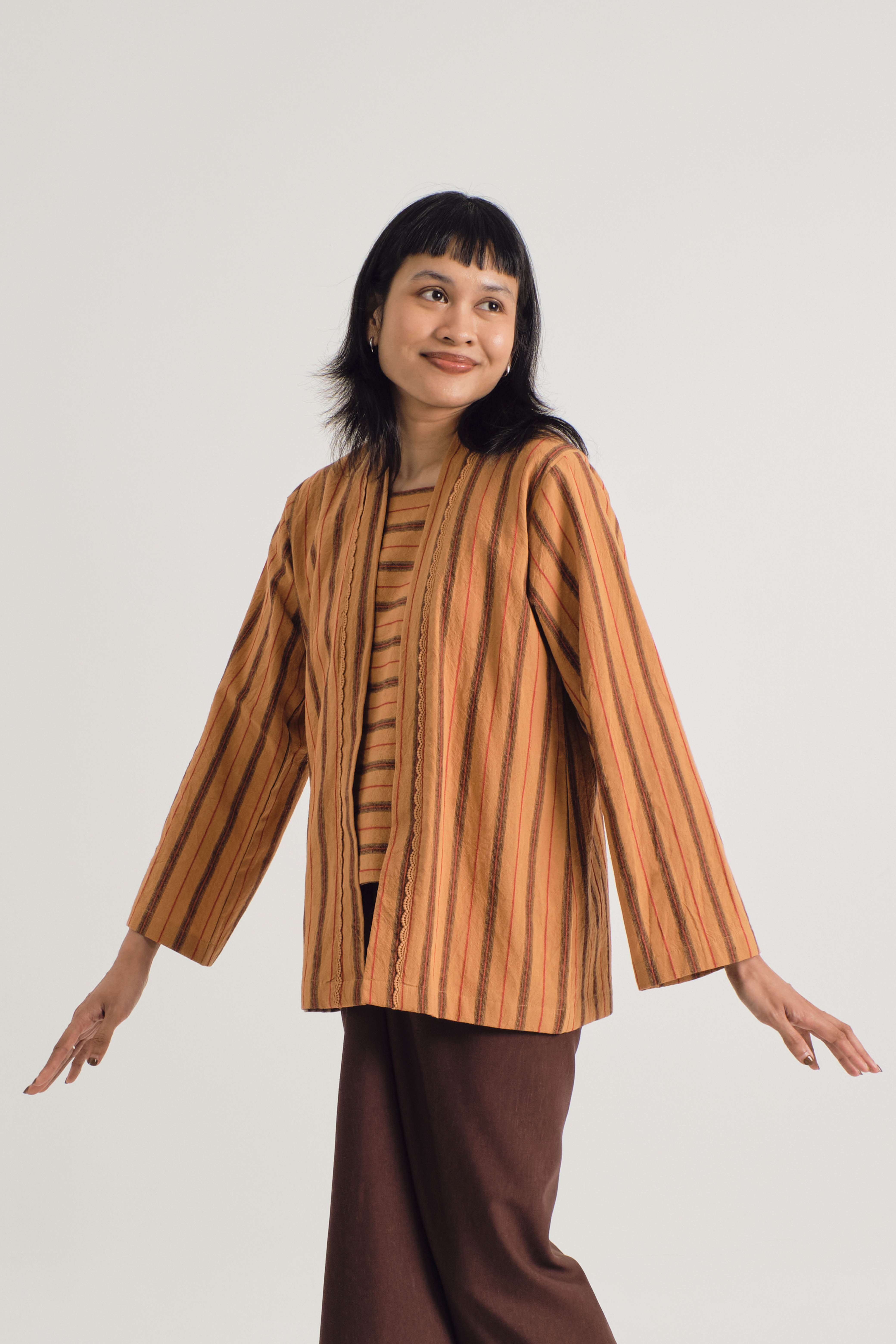 Palong Kebaya Pendek - Stripe Honey Brown