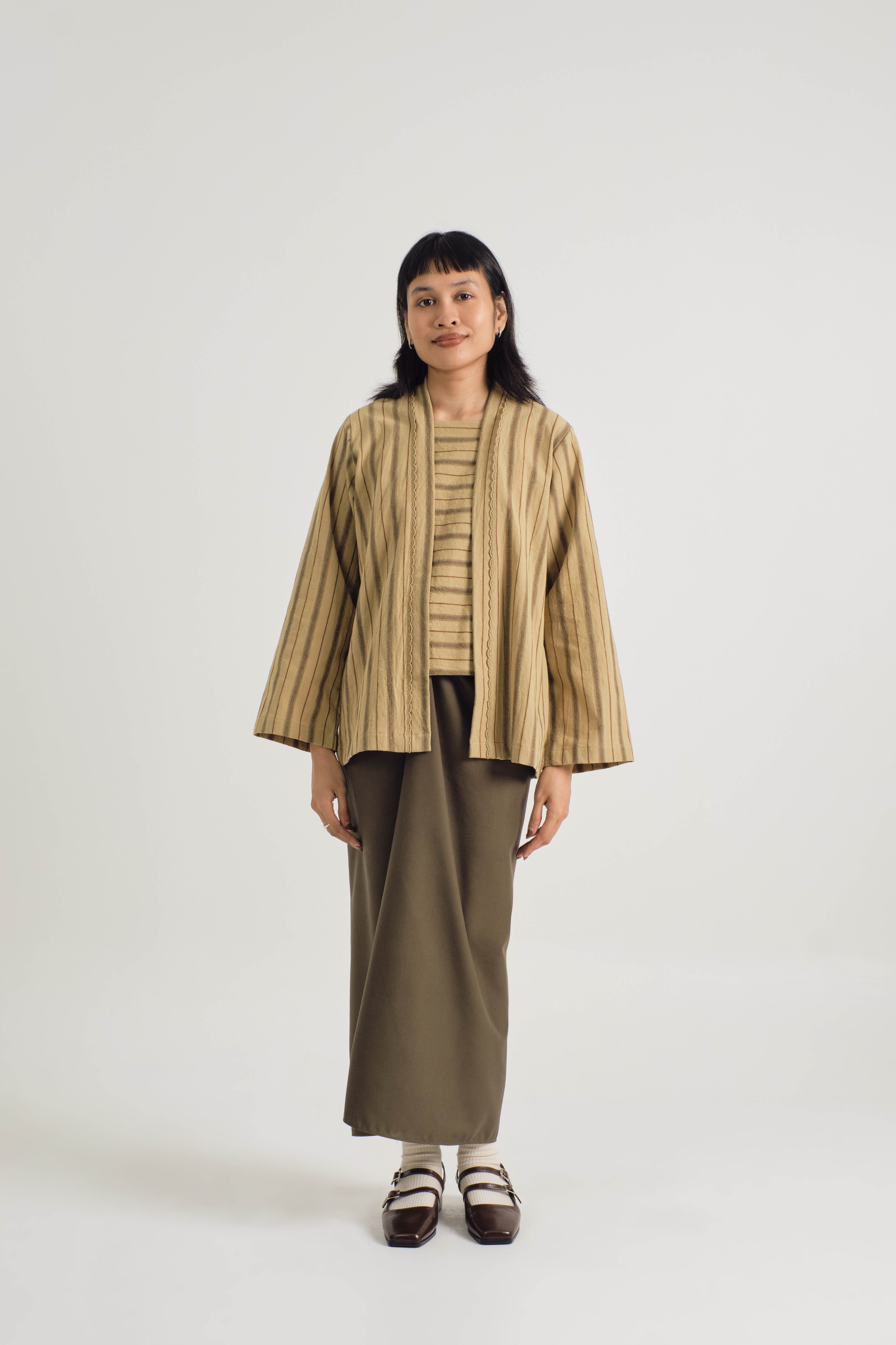 Palong Kebaya Pendek - Stripe Seaweed Green