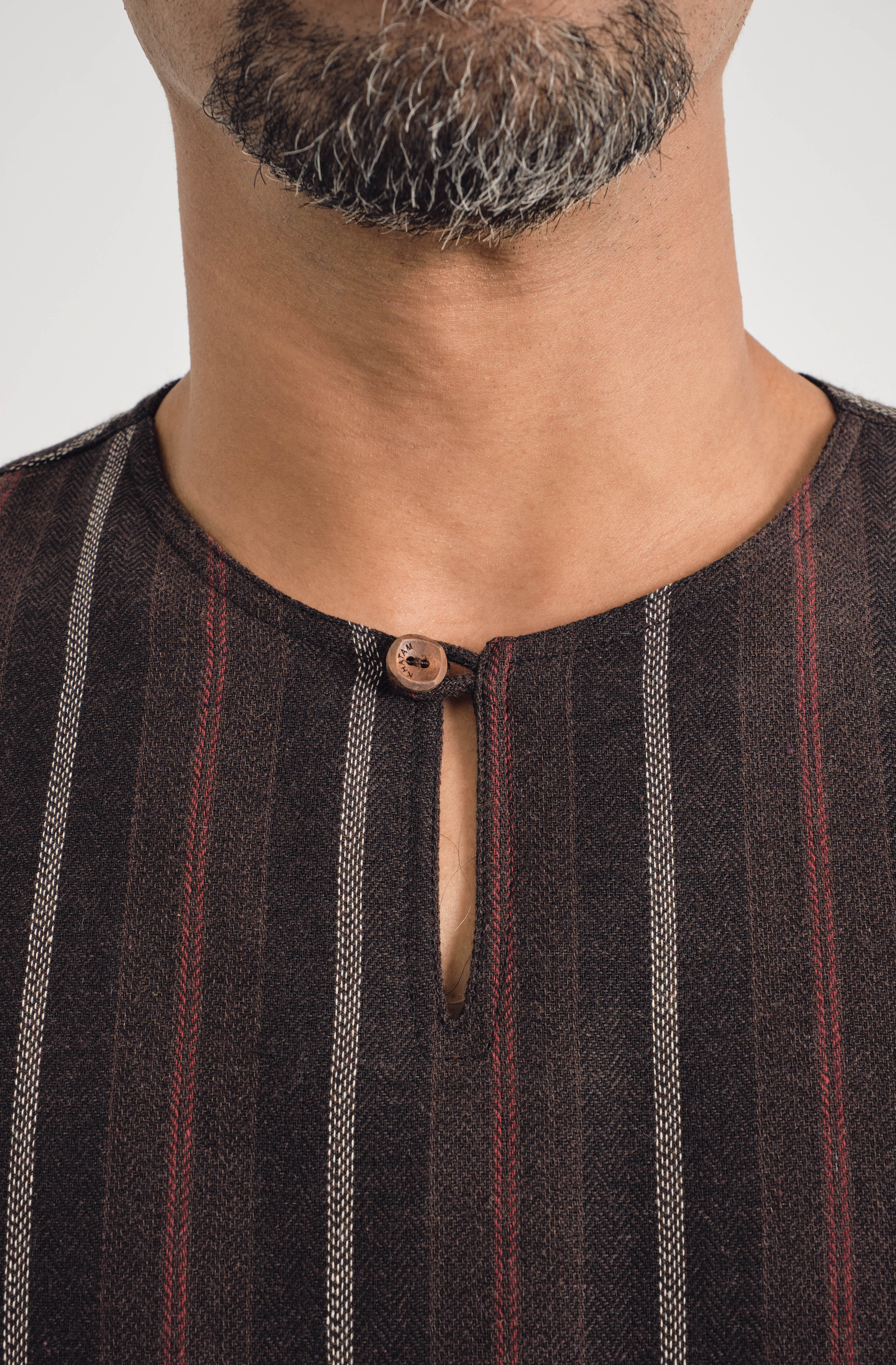 Mansoor Back Yoke Top - Stripe Umber Brown