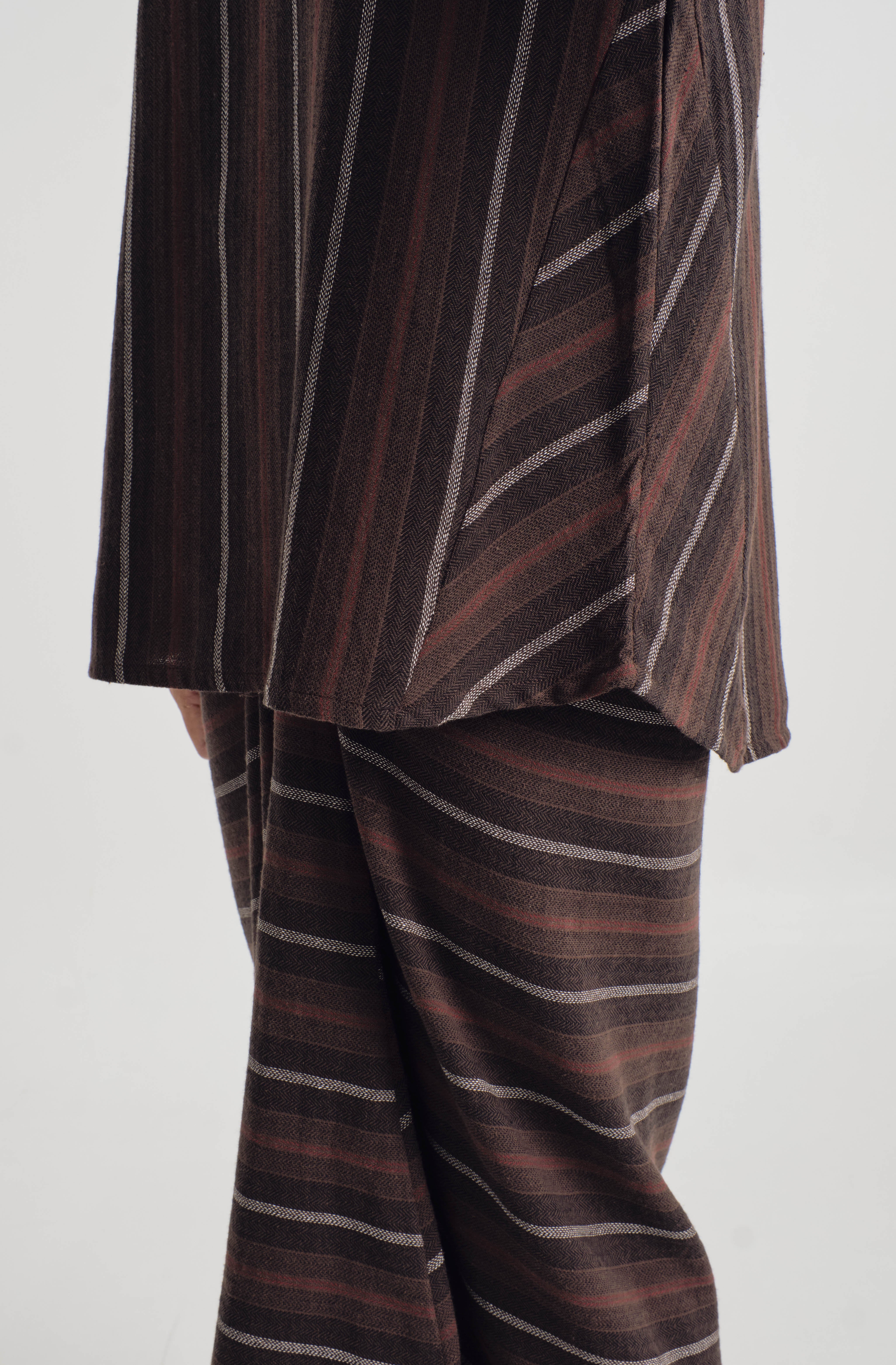 Mansoor Baju Kurung Pendek - Stripe Umber Brown