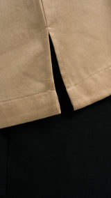 Tasor Loose Fit Open Collar Top - Brown