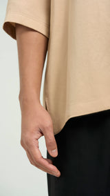 Tasor Loose Fit Open Collar Top - Brown