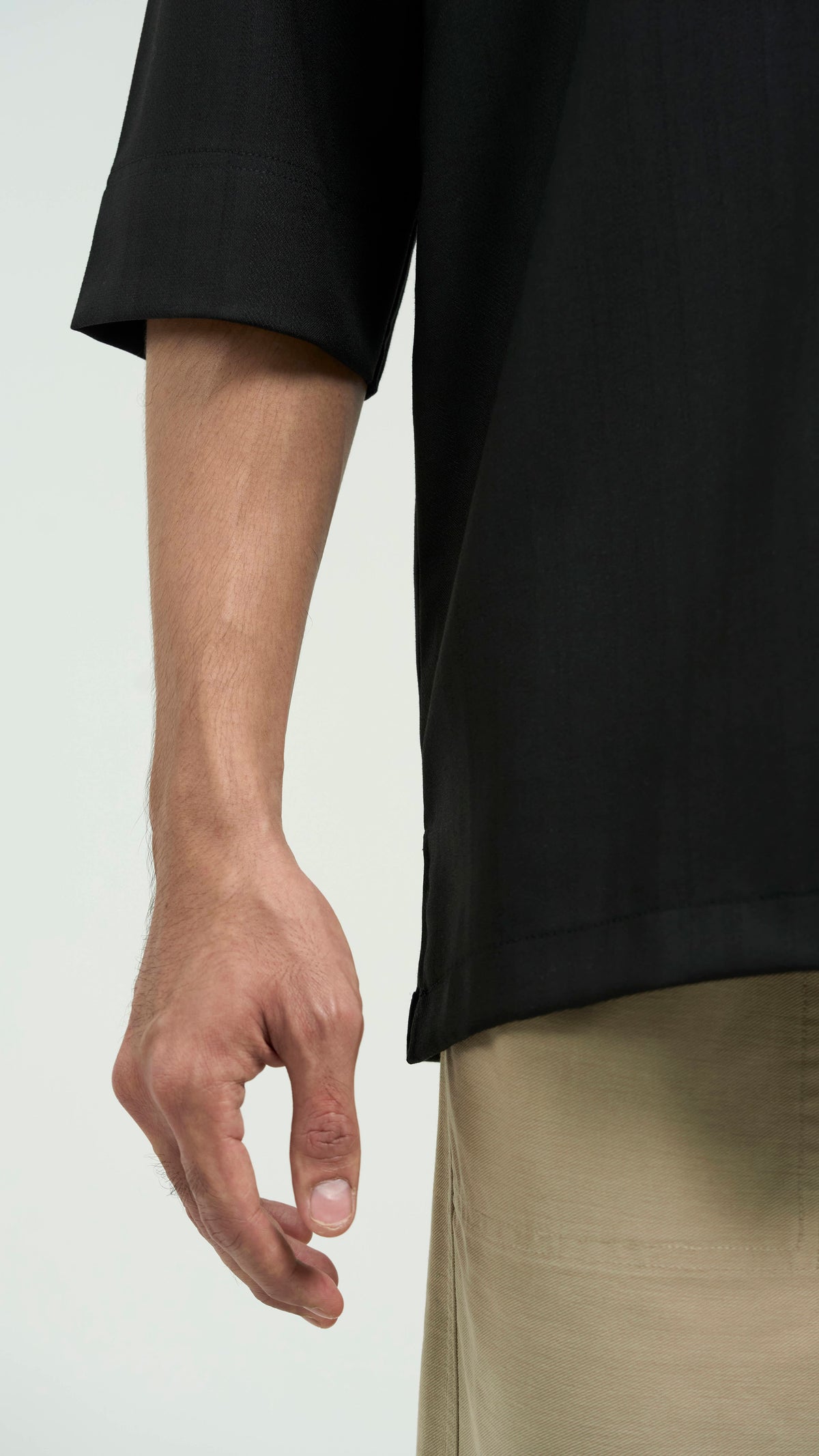 Tasor Modern Fit Collared Quarter Sleeve Top - Black