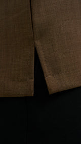 Tasor Modern Fit Collared Quarter Sleeve Top - Dark Brown