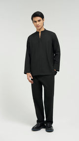 Tasor Modern Fit Collared Top - Black