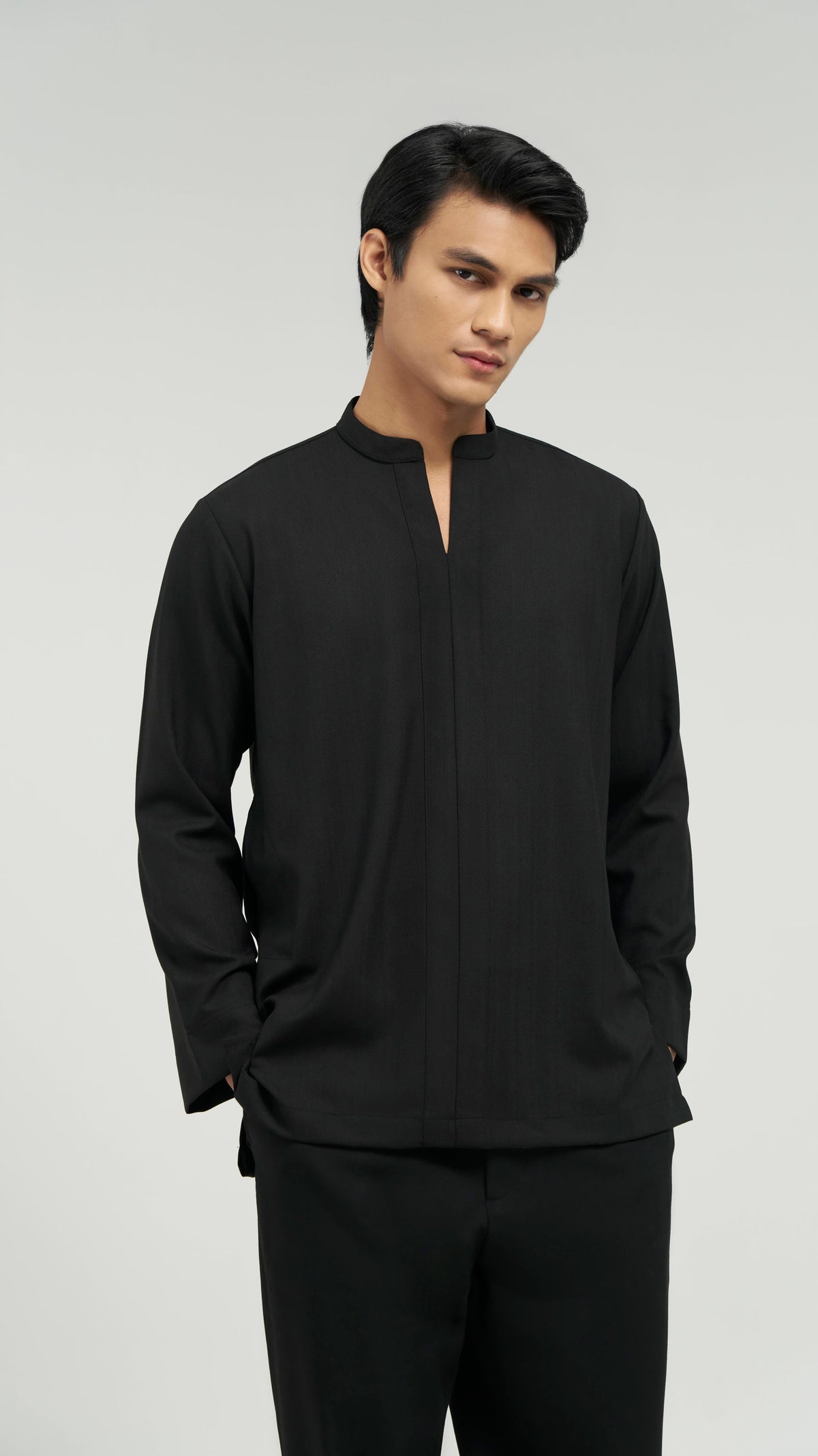 Tasor Modern Fit Collared Top - Black