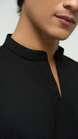 Tasor Modern Fit Collared Top - Black