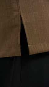 Tasor Modern Fit Collared Top - Dark Brown