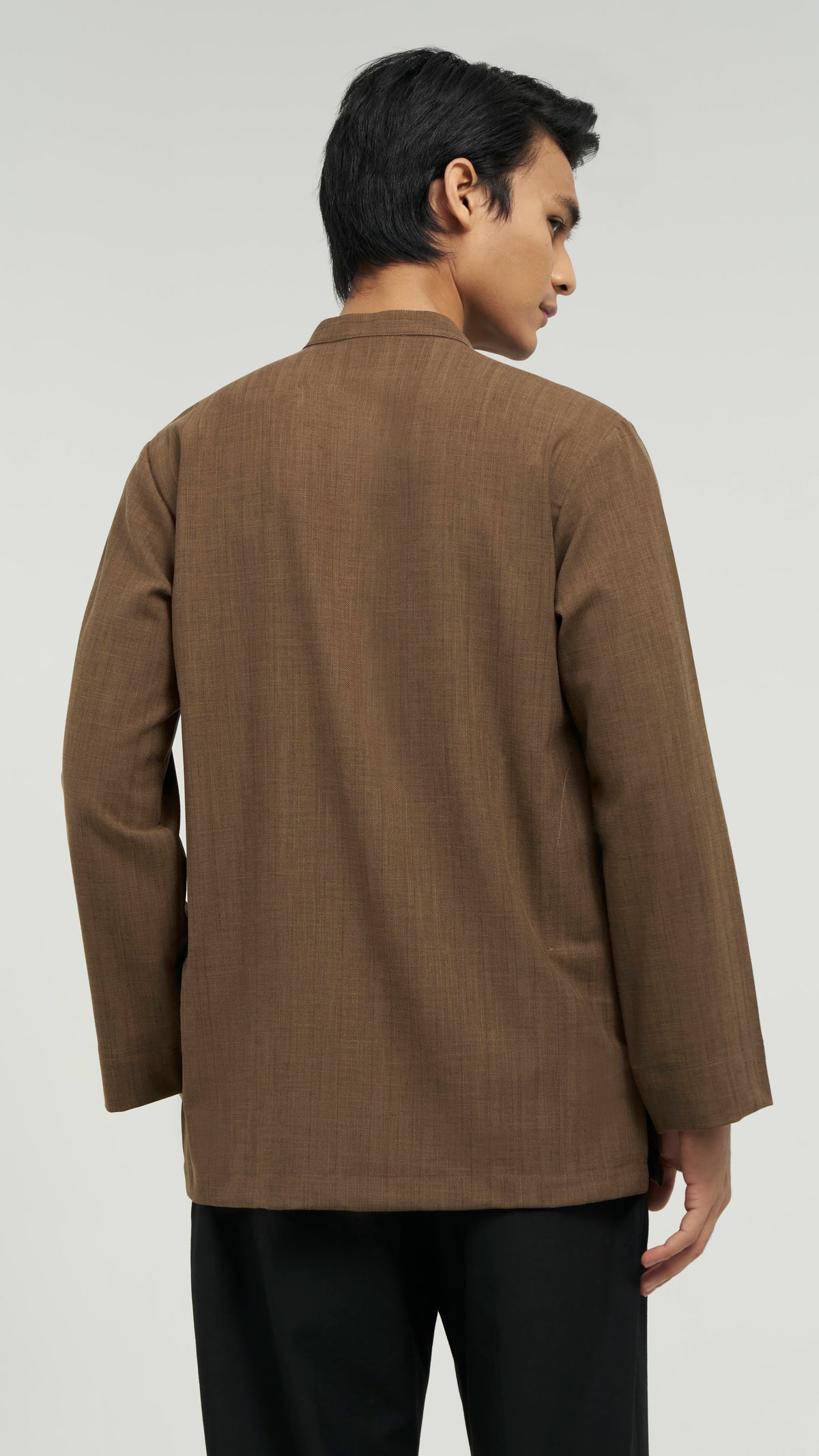 Tasor Modern Fit Collared Top - Dark Brown
