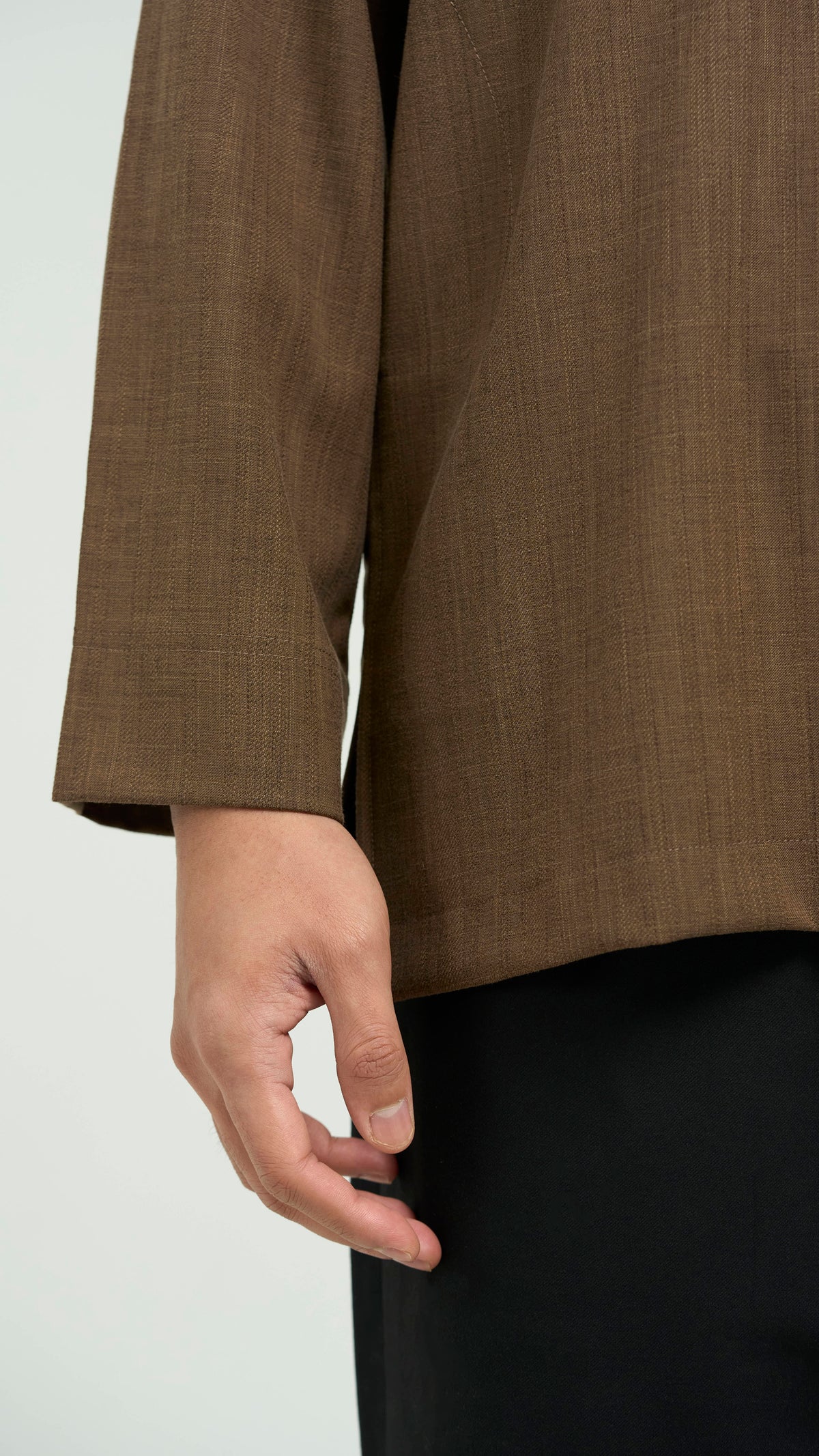 Tasor Modern Fit Collared Top - Dark Brown