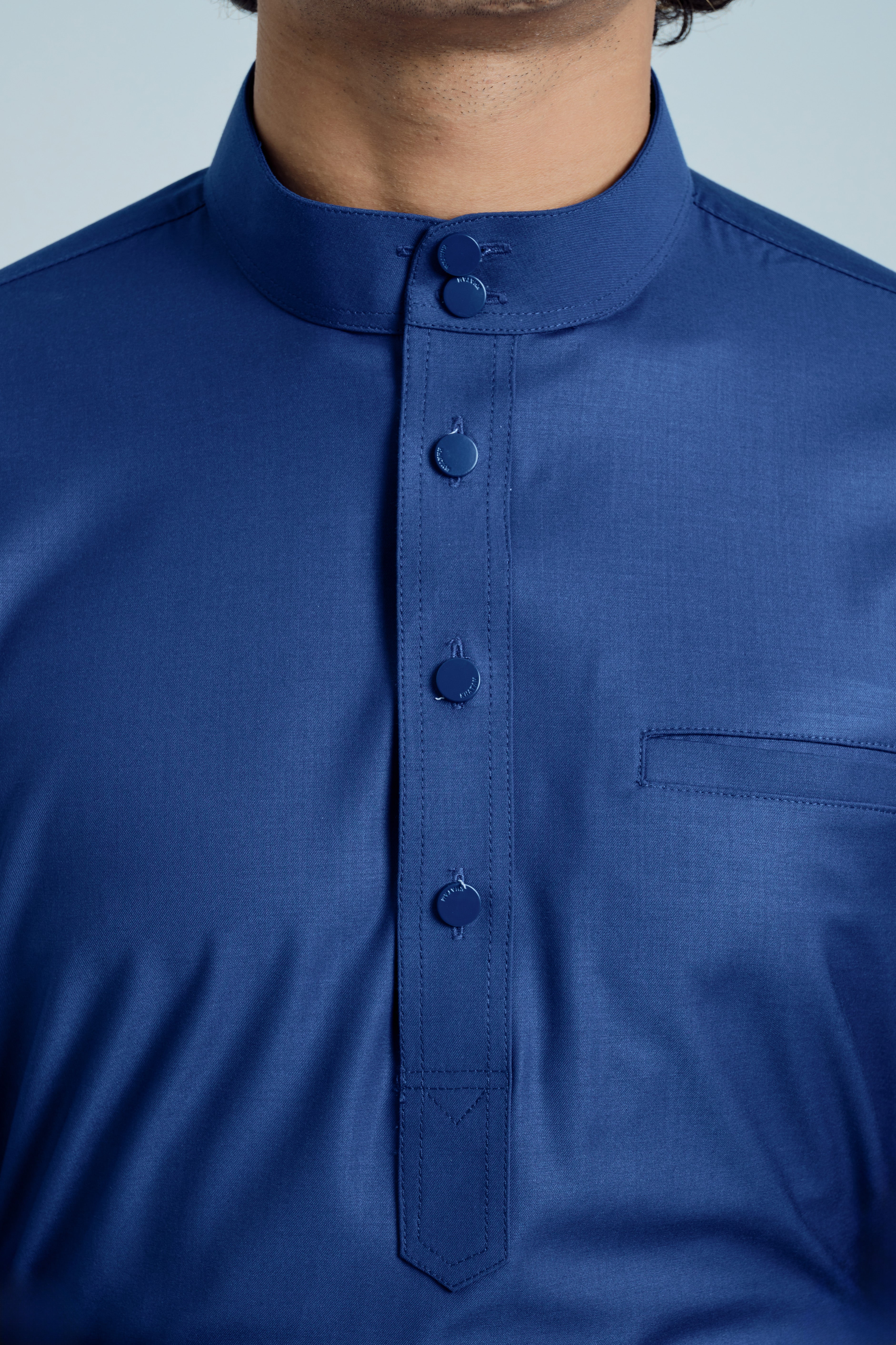 Patawali Baju Melayu Cekak Musang - True Blue