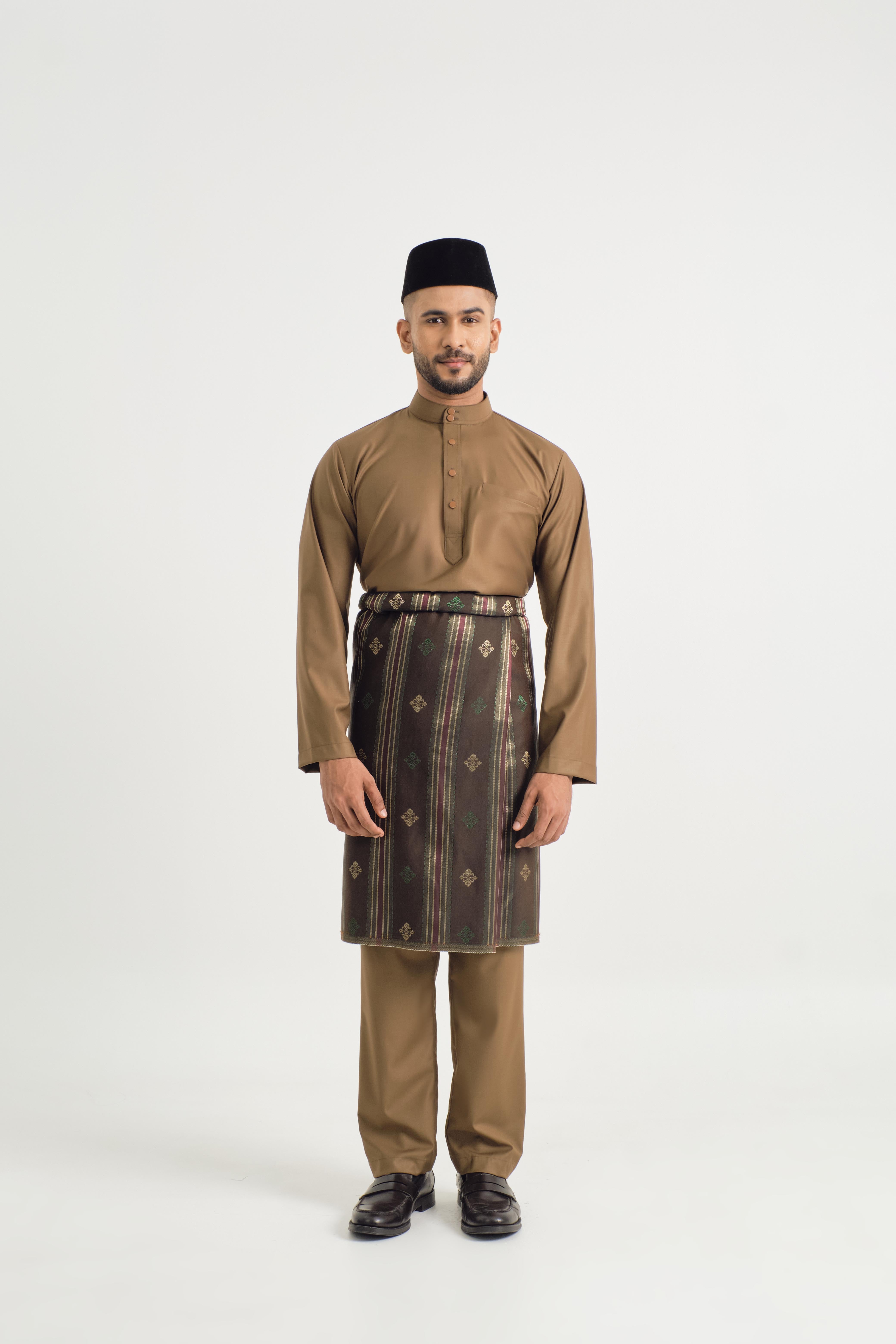 Patawali Baju Melayu Cekak Musang - Walnut