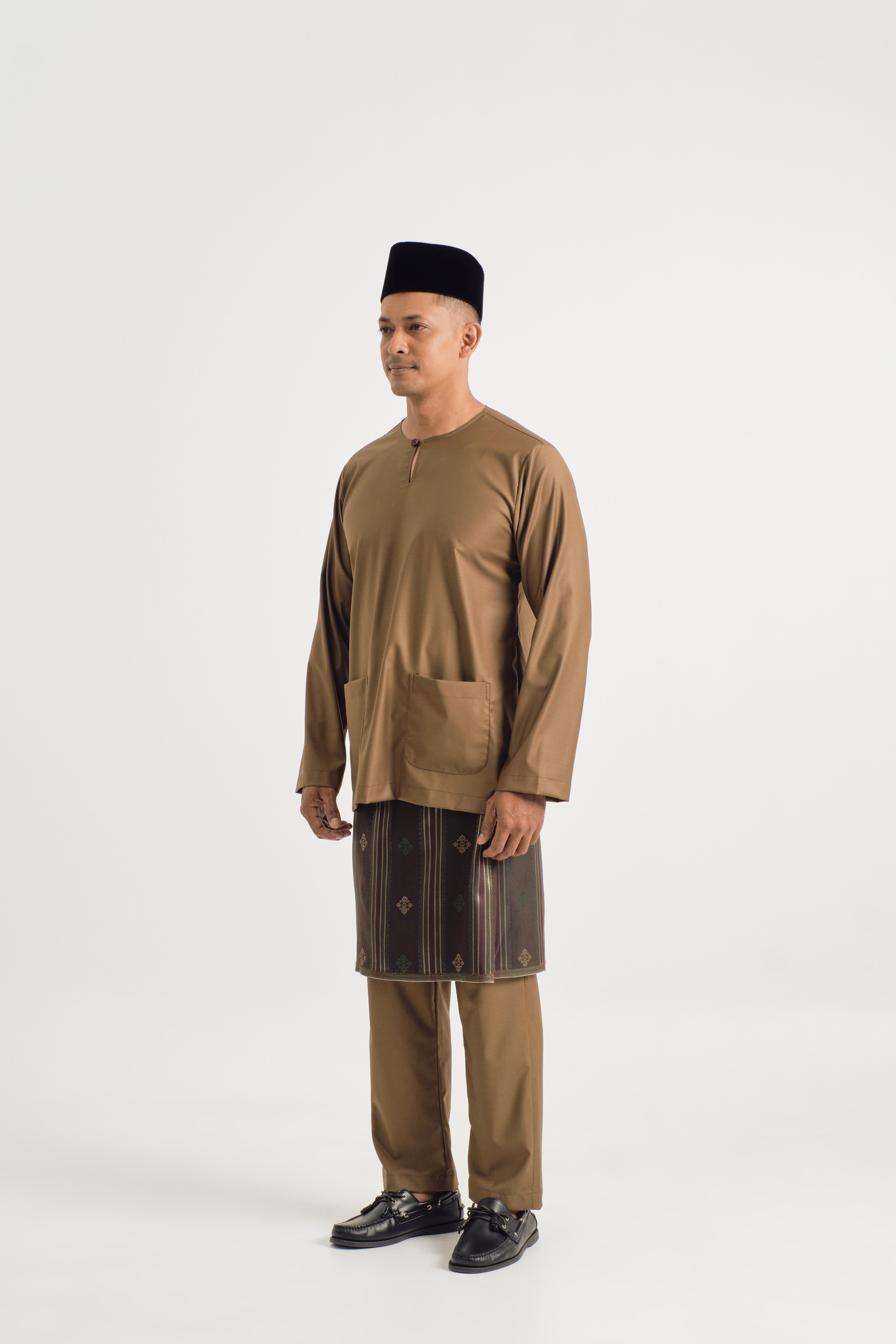 Patawali Modern Fit Baju Melayu Teluk Belanga - Walnut