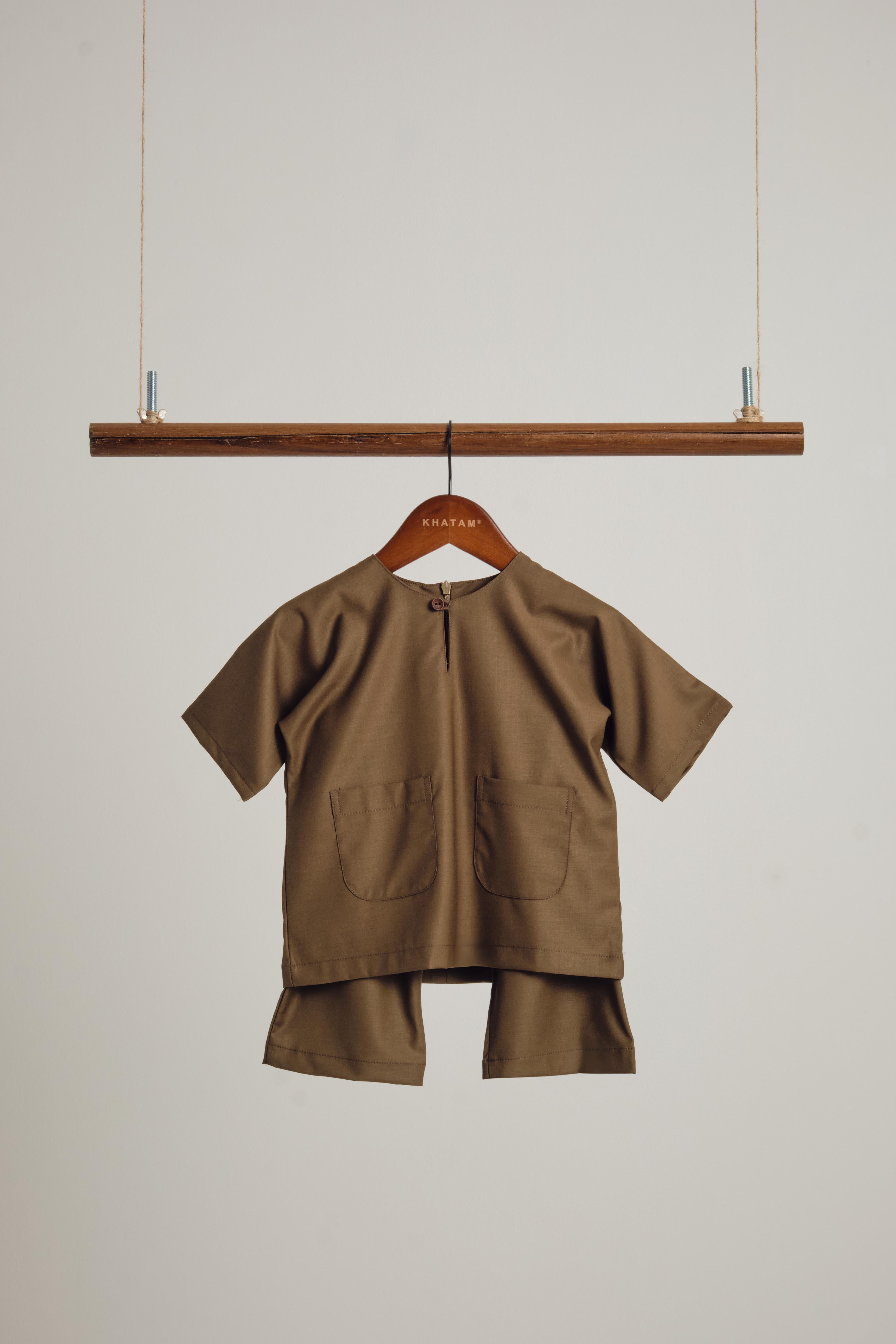 Patawali Baby Boys Baju Melayu Teluk Belanga - Walnut