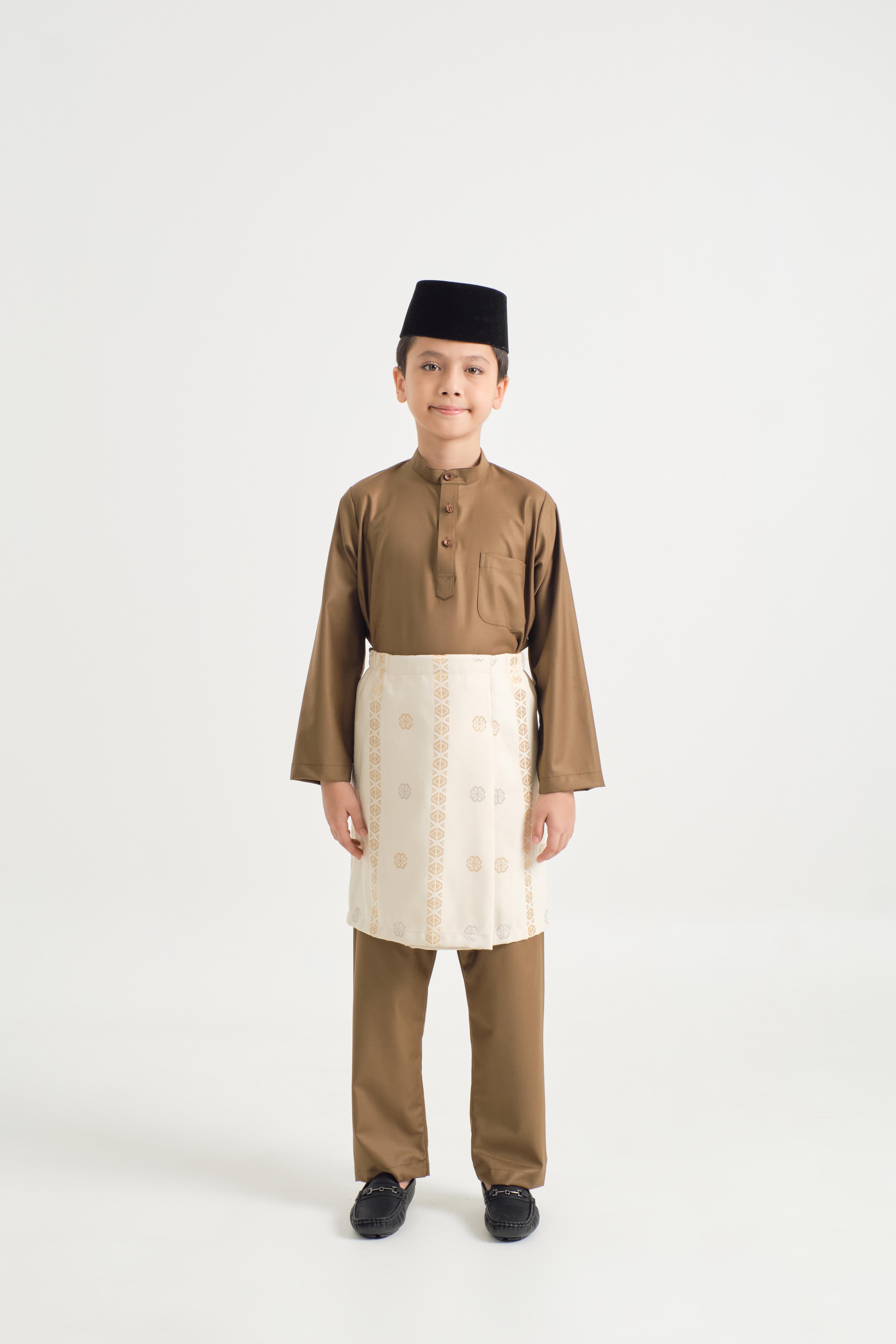 Patawali Boys Baju Melayu Cekak Musang - Walnut