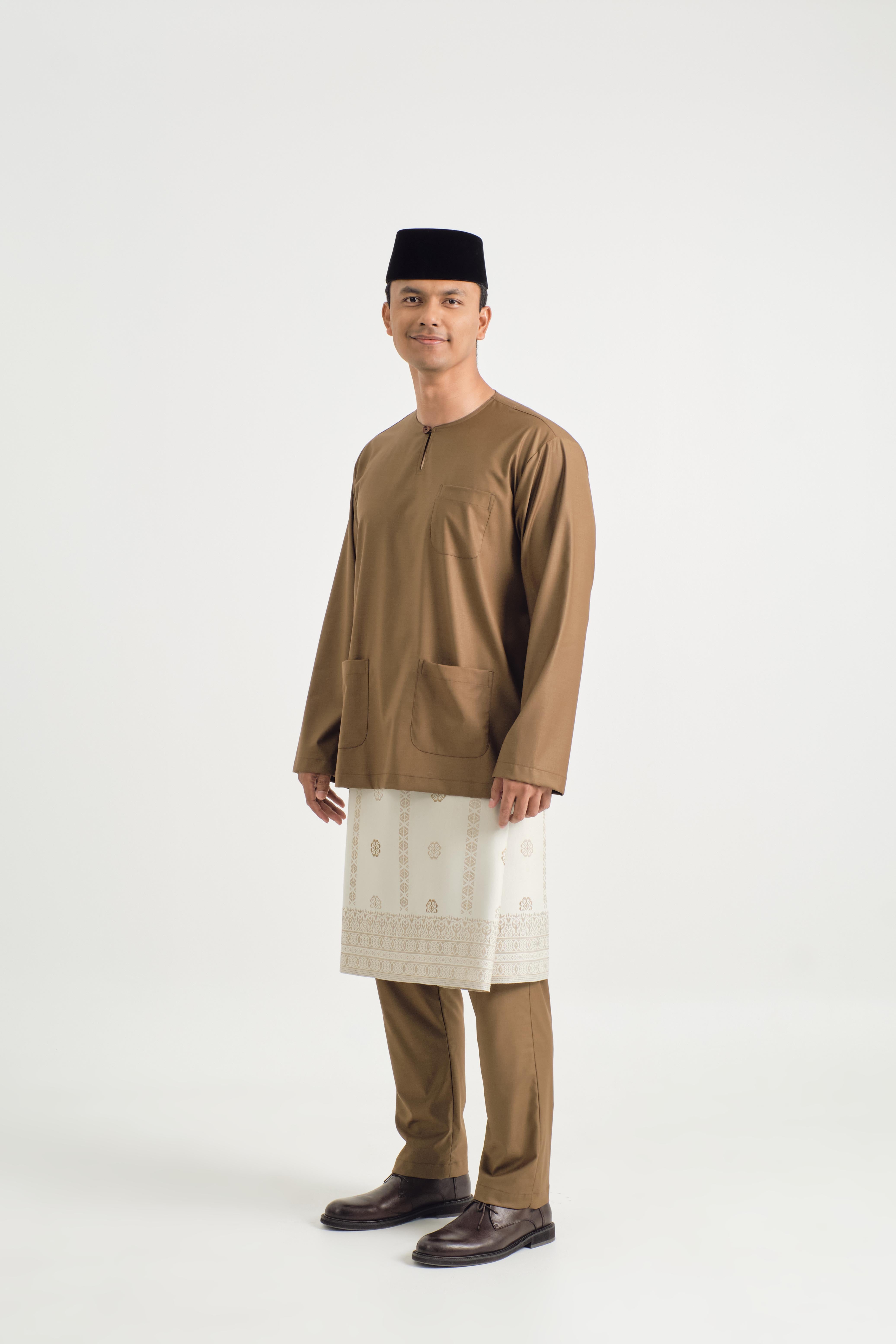 Patawali Classic Fit Baju Melayu Teluk Belanga - Walnut