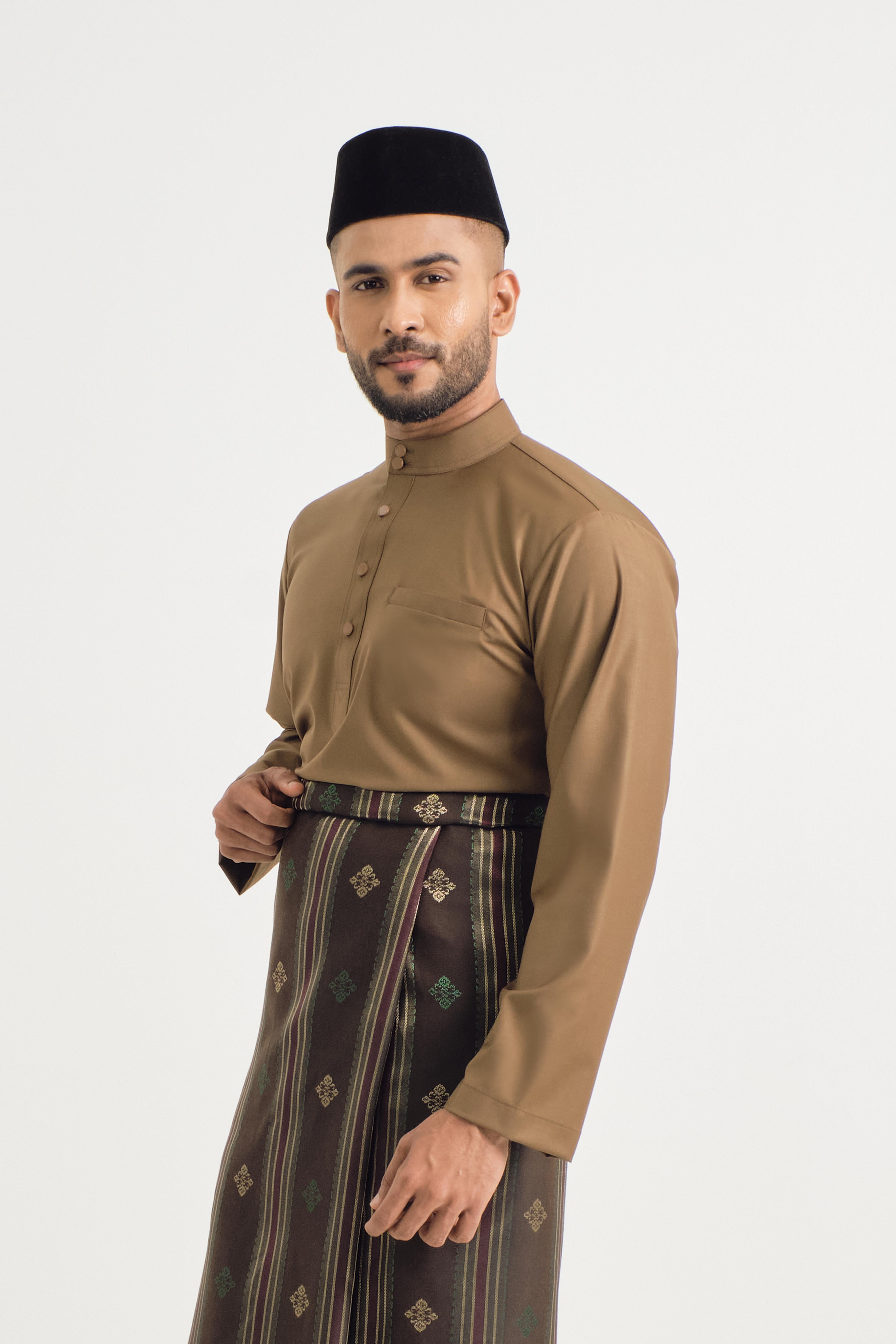 Patawali Baju Melayu Cekak Musang - Walnut