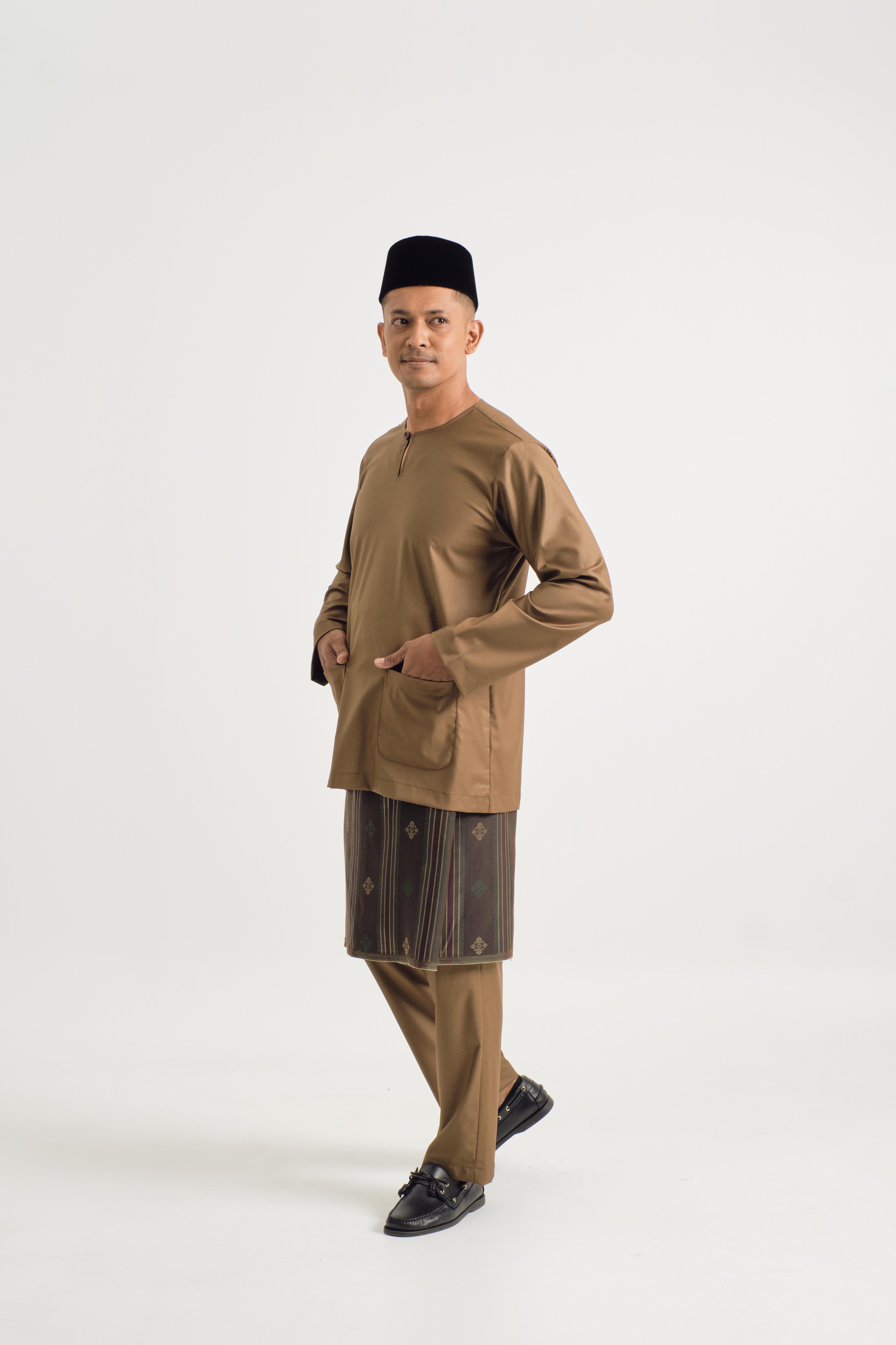 Patawali Modern Fit Baju Melayu Teluk Belanga - Walnut