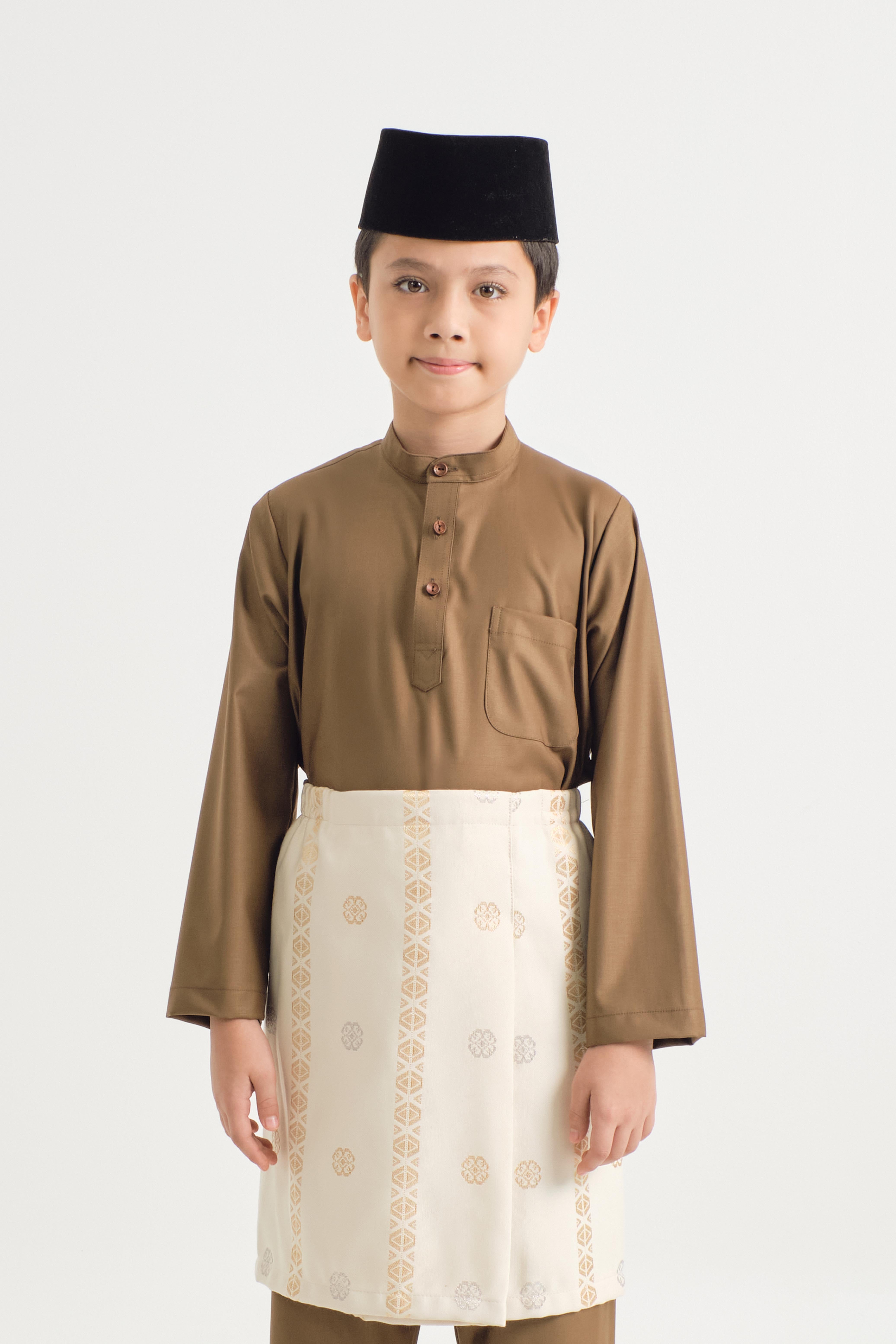 Patawali Boys Baju Melayu Cekak Musang - Walnut