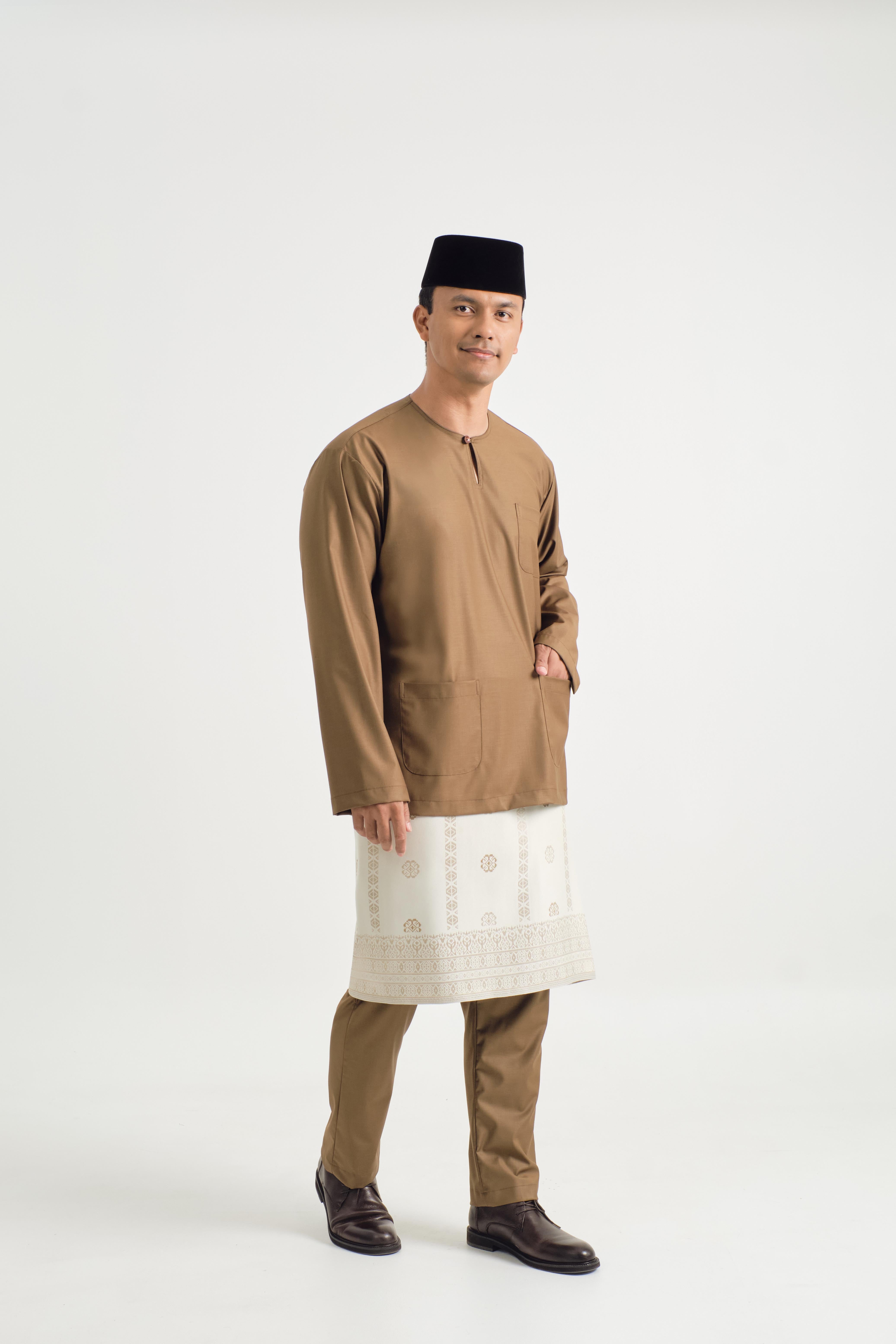 Patawali Classic Fit Baju Melayu Teluk Belanga - Walnut