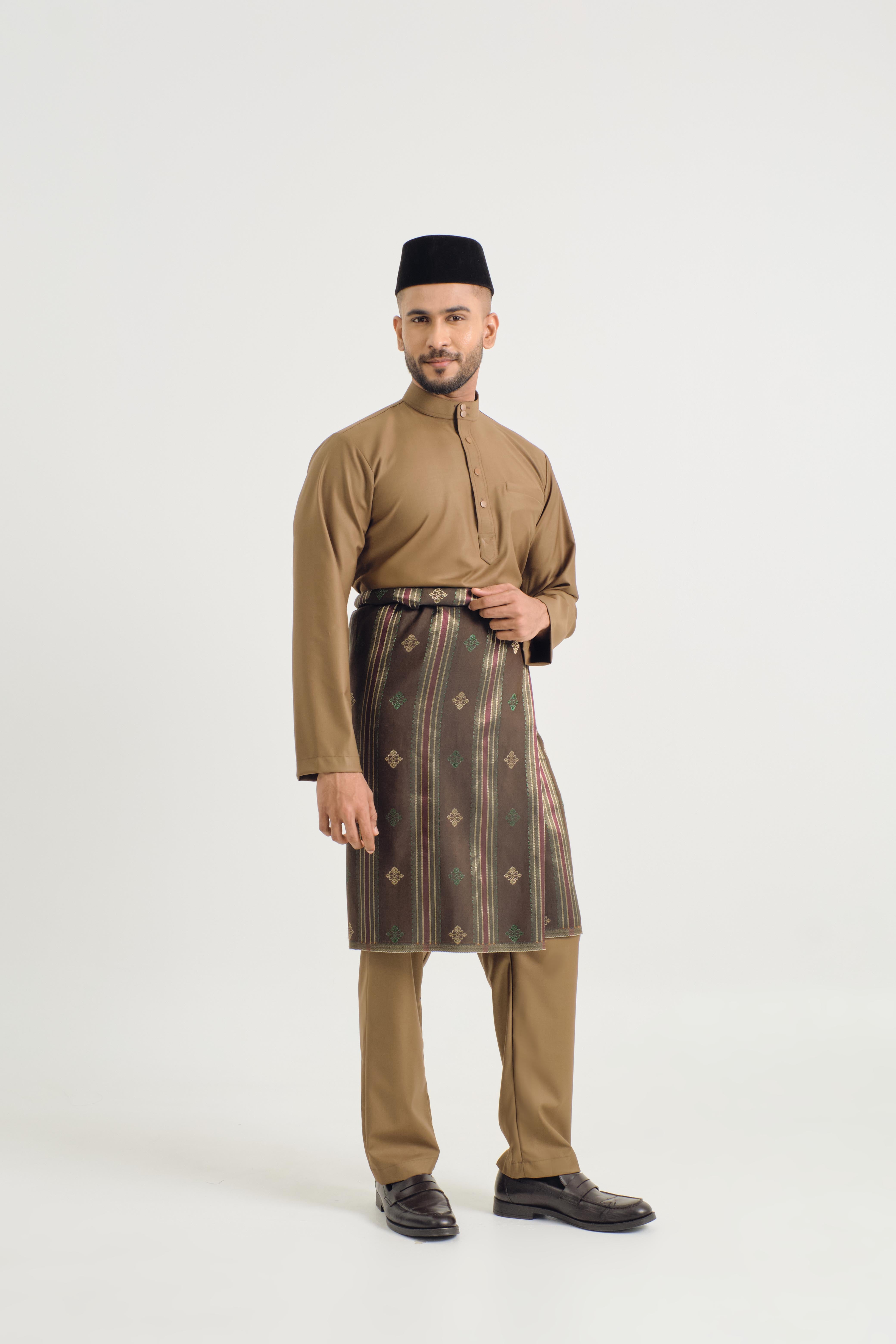 Patawali Baju Melayu Cekak Musang - Walnut