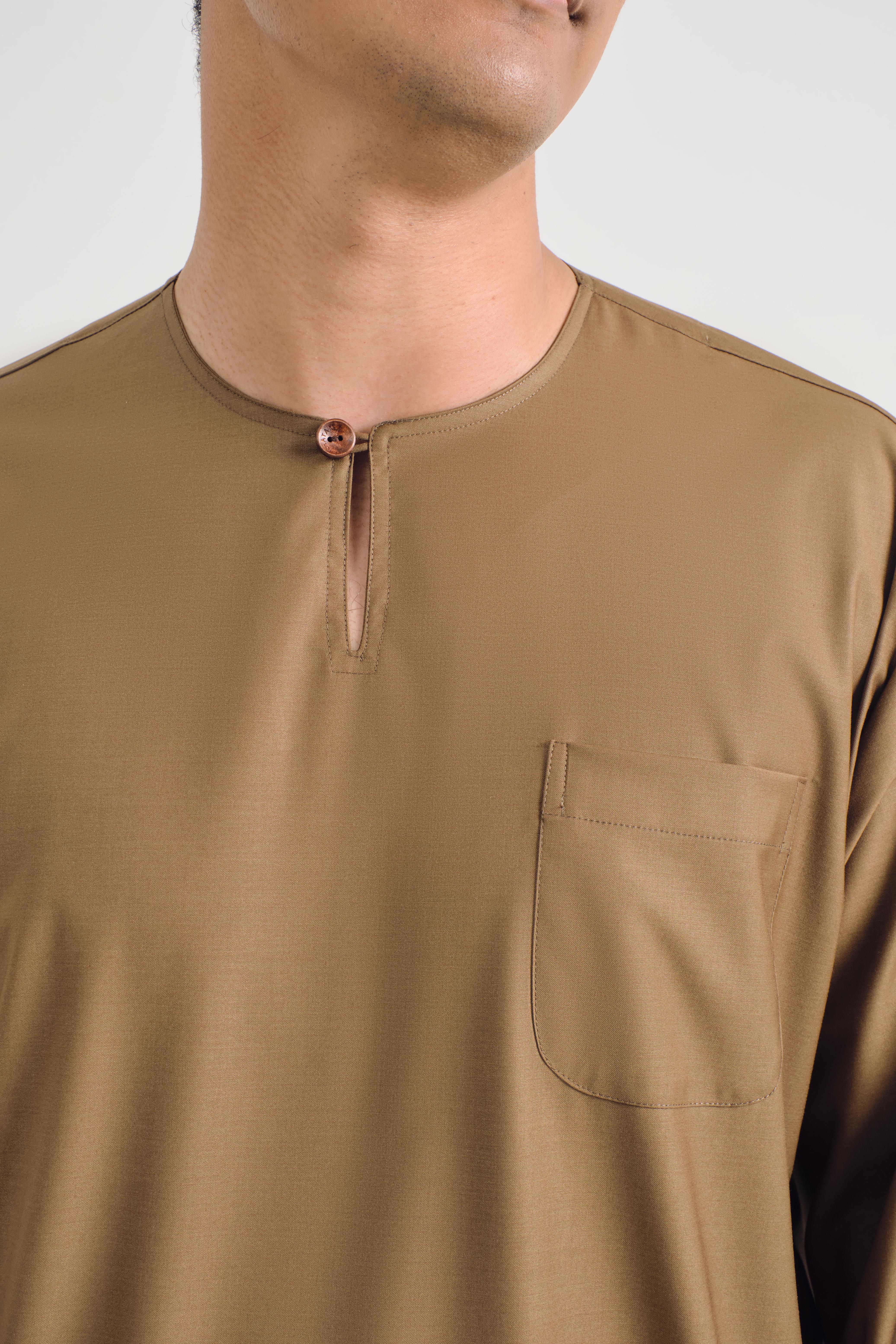 Patawali Classic Fit Baju Melayu Teluk Belanga - Walnut