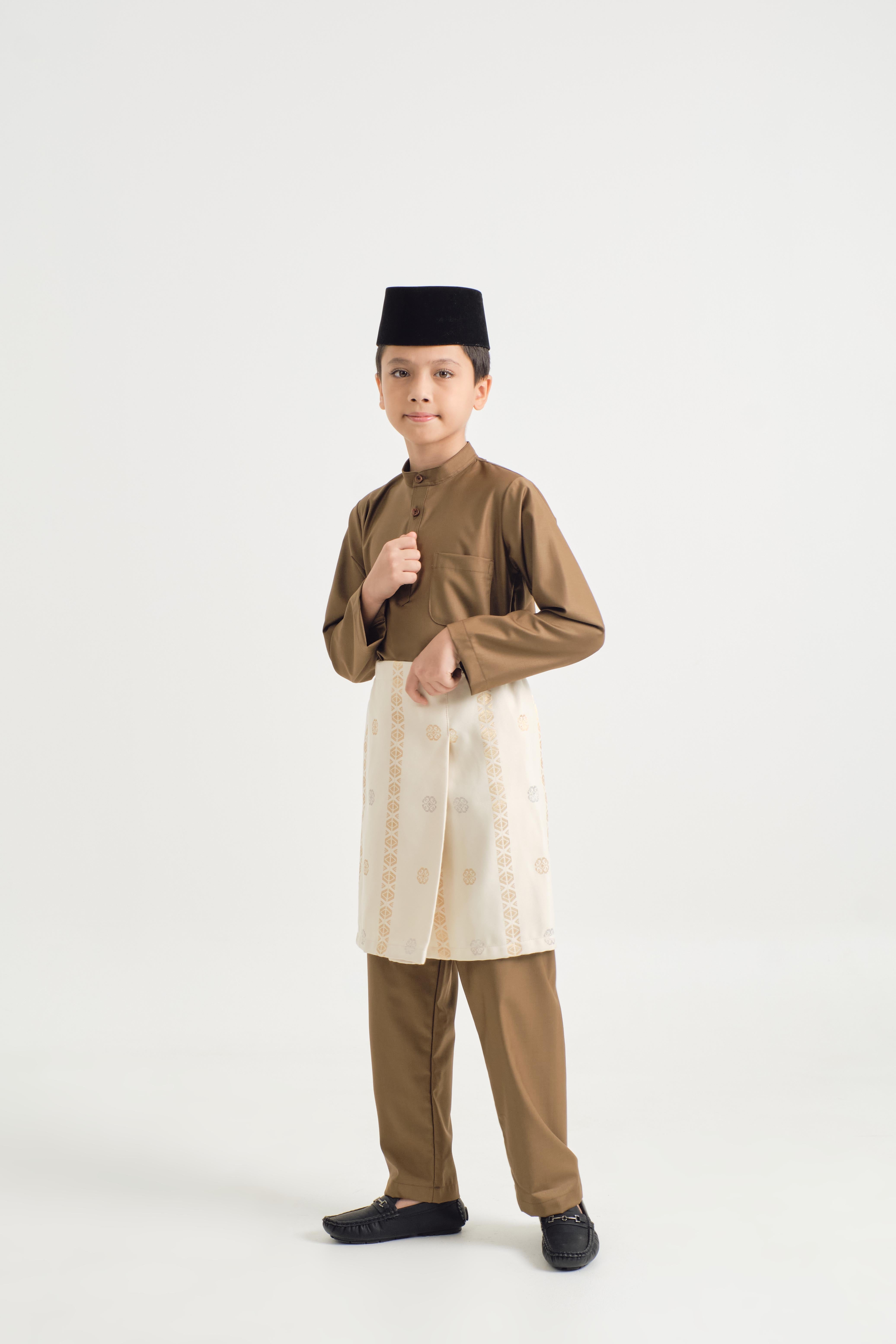 Patawali Boys Baju Melayu Cekak Musang - Walnut