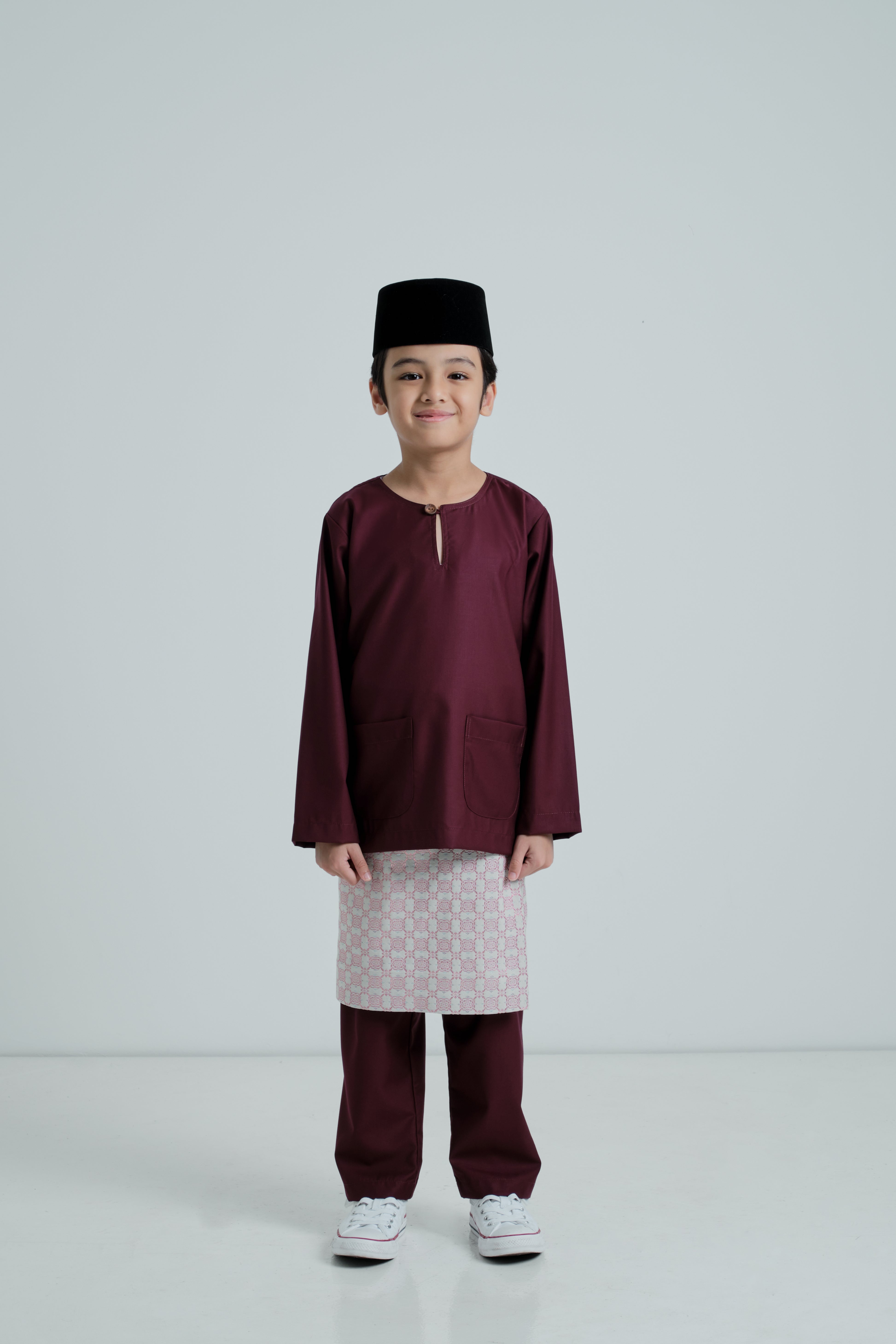 Patawali Boys Baju Melayu Teluk Belanga - Dark Maroon
