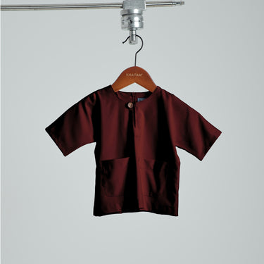 Patawali Baby Boys Baju Melayu Teluk Belanga - Dark Maroon