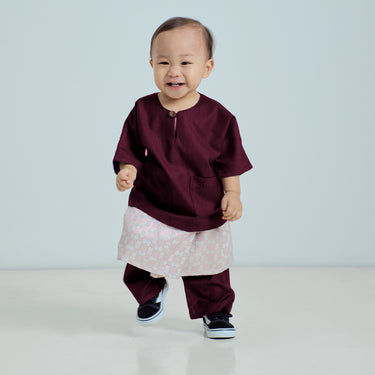 Patawali Baby Boys Baju Melayu Teluk Belanga - Dark Maroon