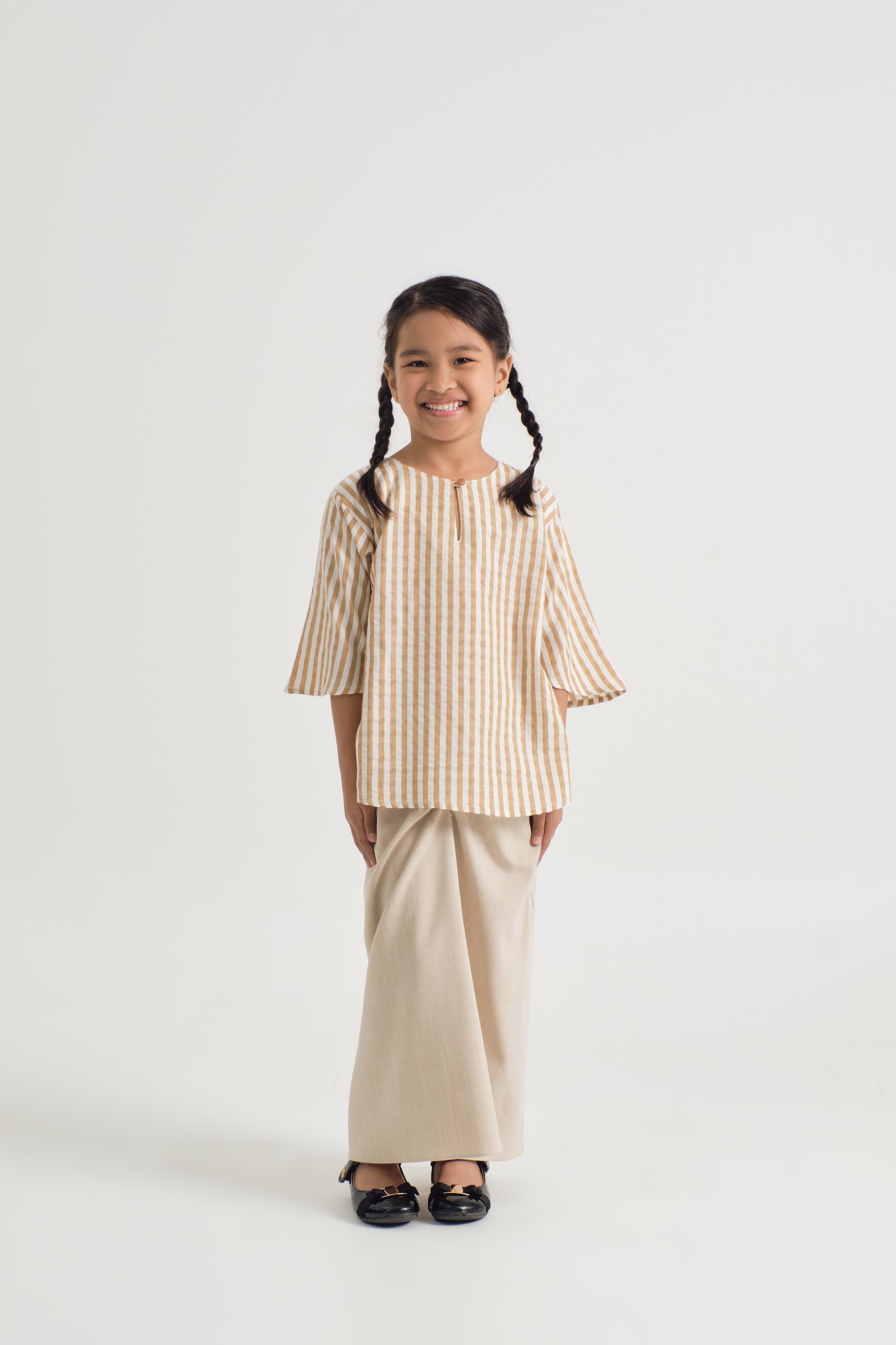 Pangku Girls Kurung Kedah - Stripe Yellow