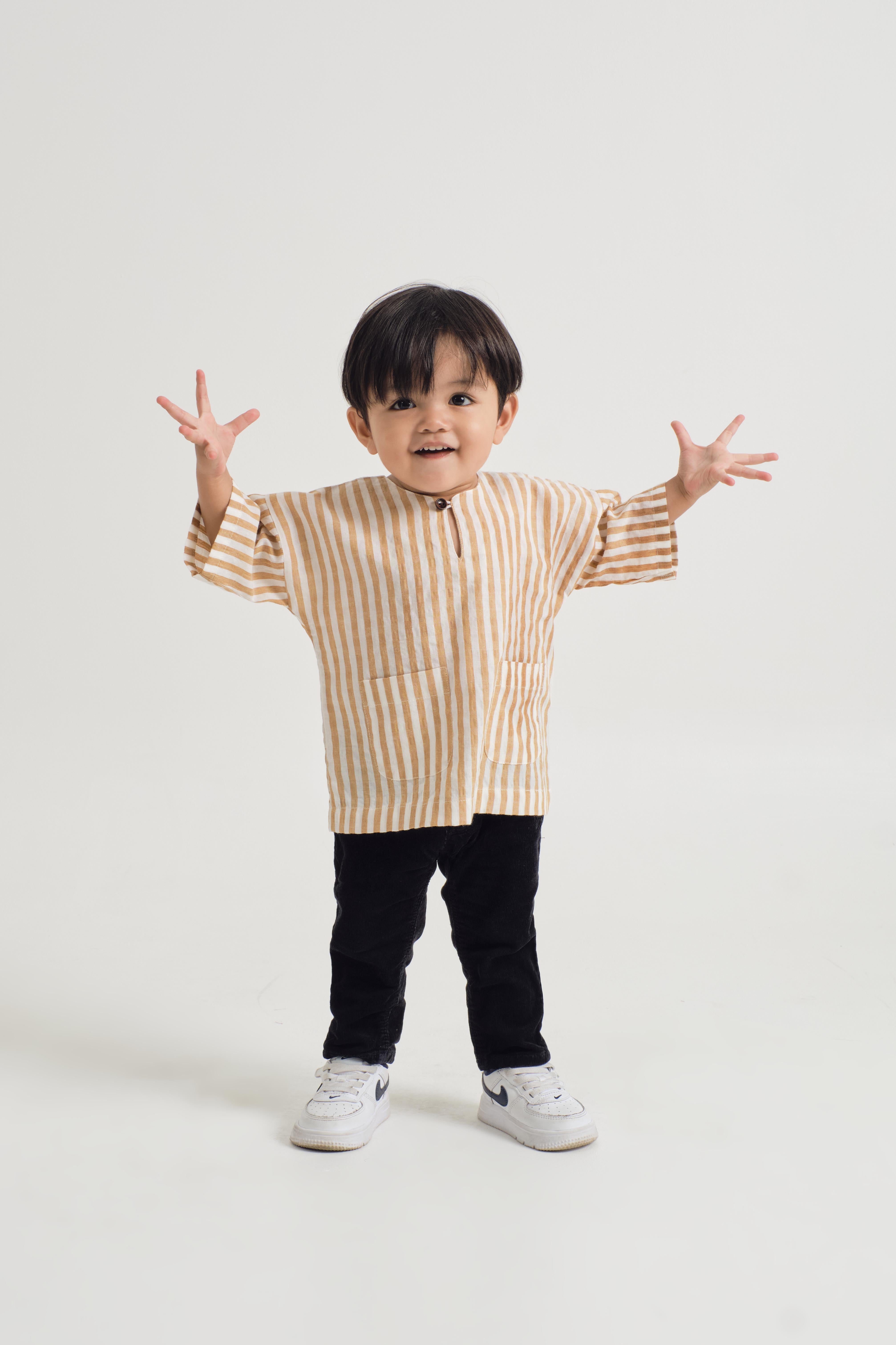 Pangku Baby Boys Top - Stripe Yellow