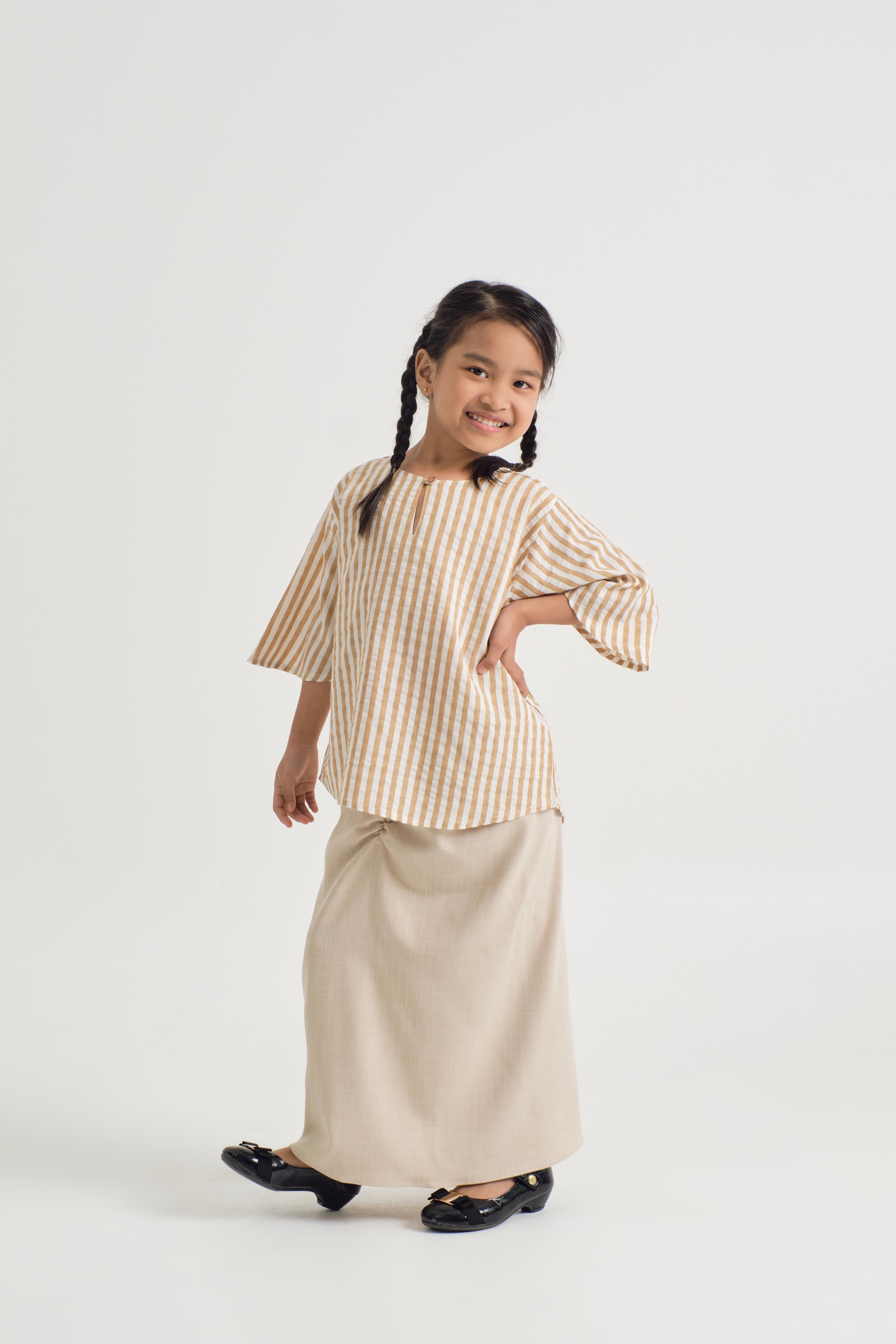 Pangku Girls Kurung Kedah - Stripe Yellow