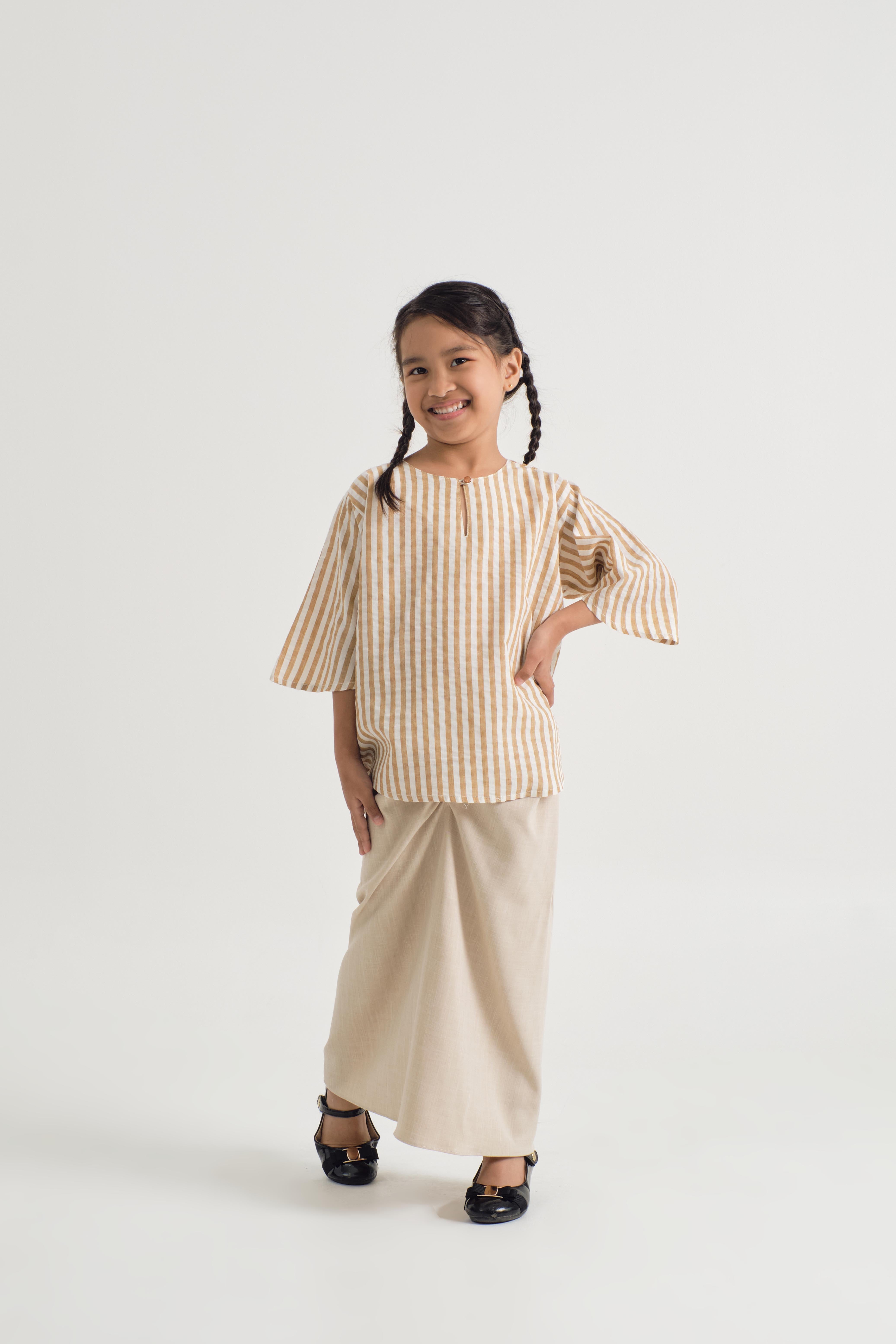 Pangku Girls Kurung Kedah - Stripe Yellow