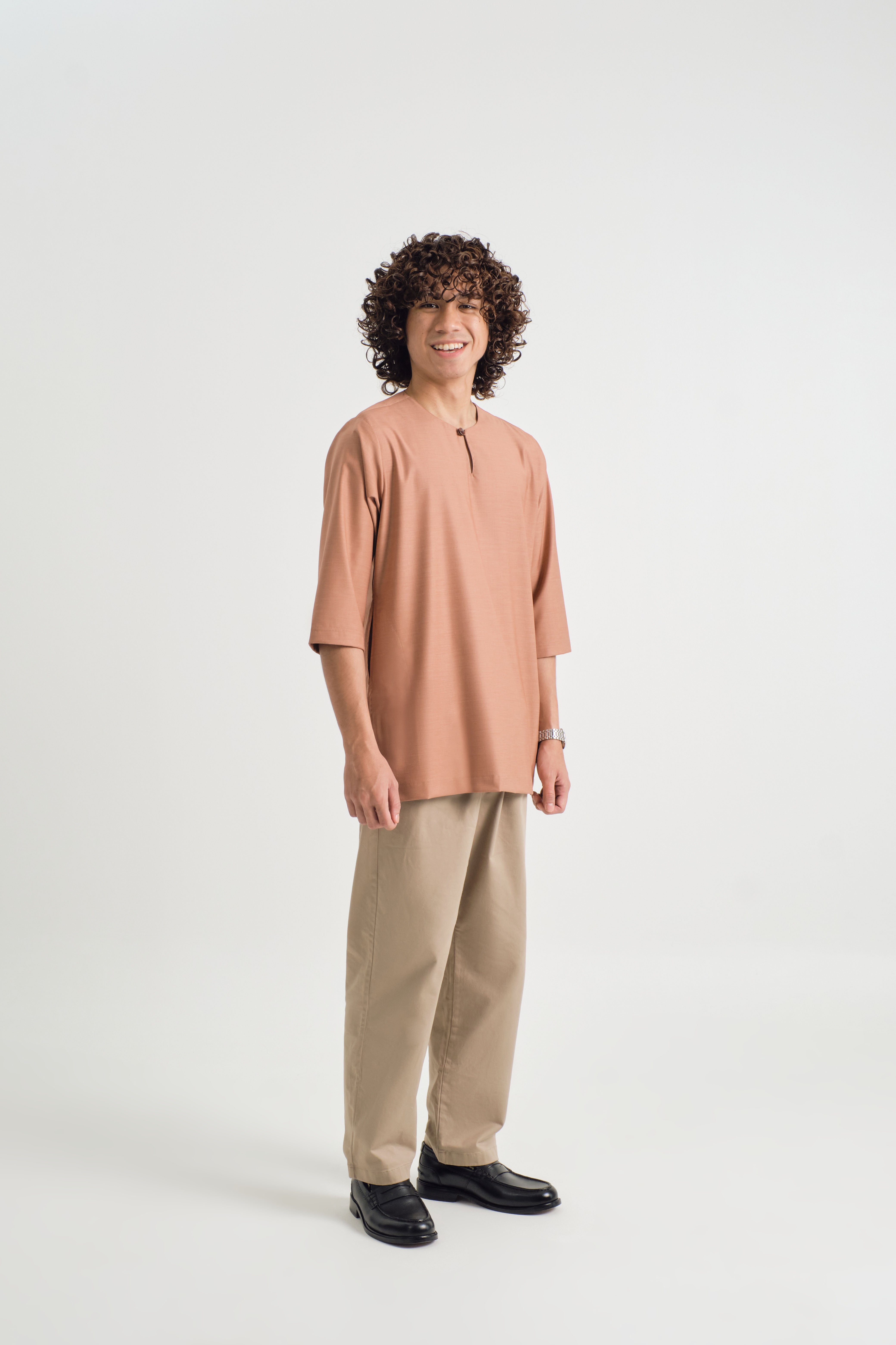 Patawali Three Quarter Sleeve Top - Clay Brown