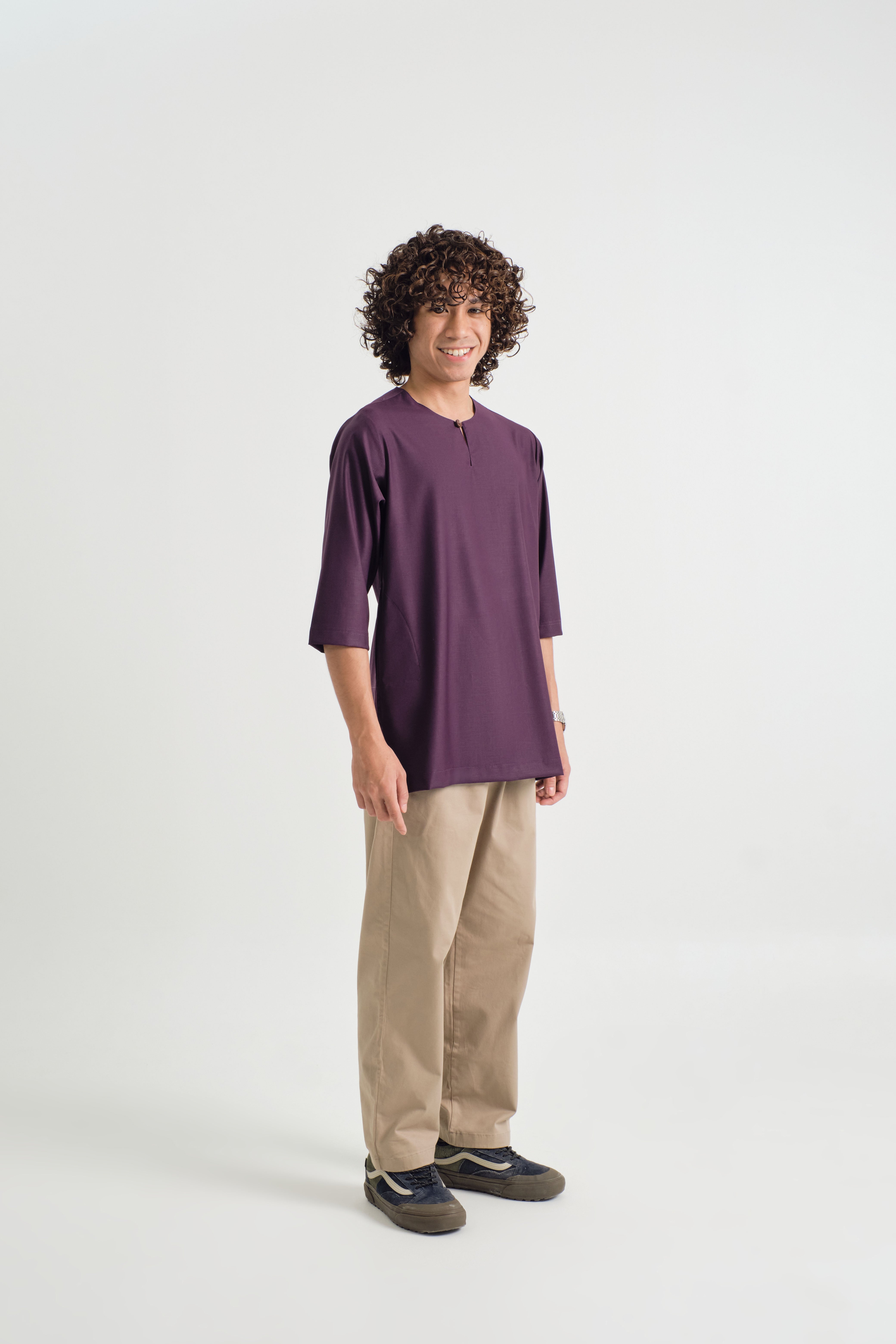 Patawali Three Quarter Sleeve Top - Dark Purple