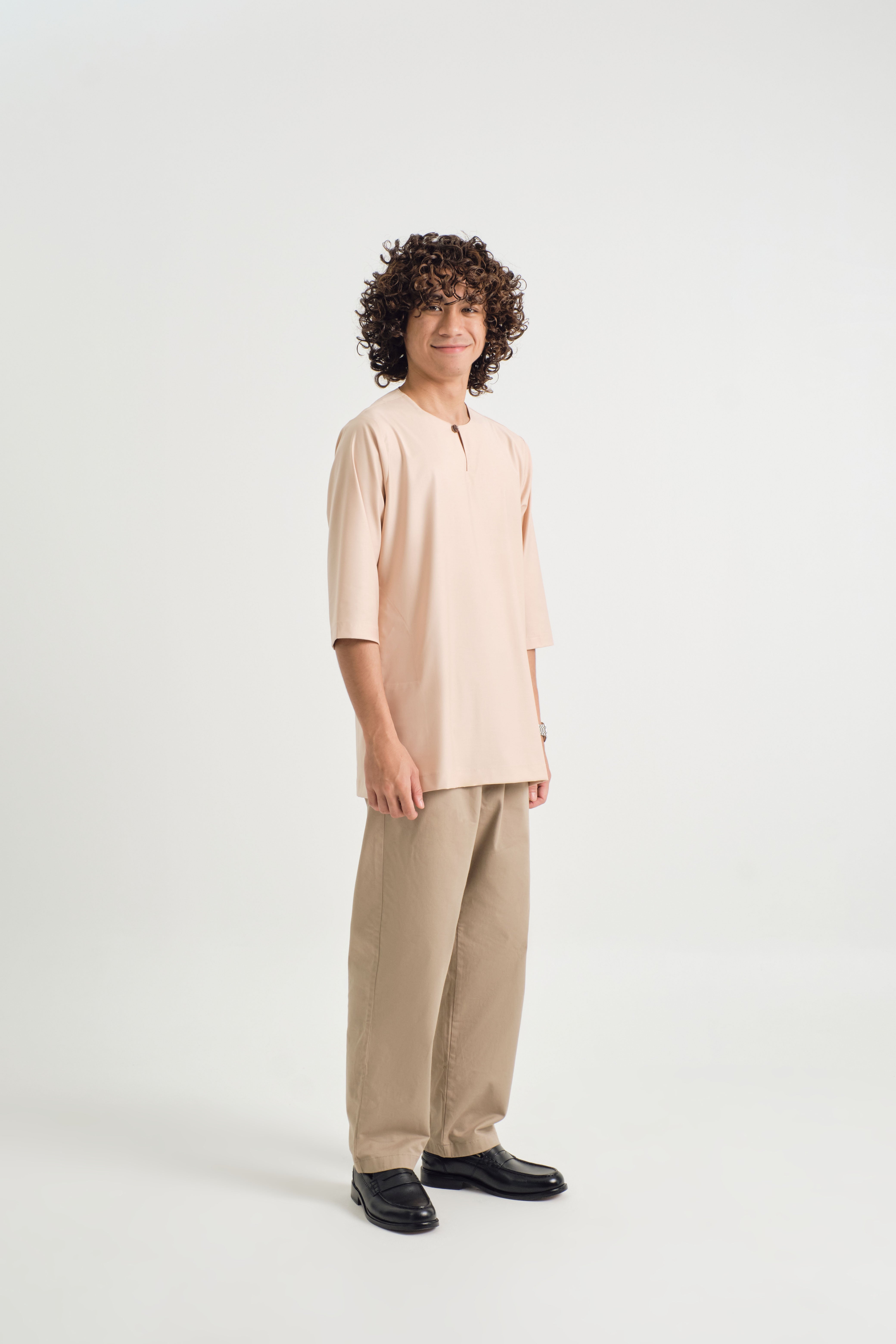 Patawali Three Quarter Sleeve Top - Soft Peach