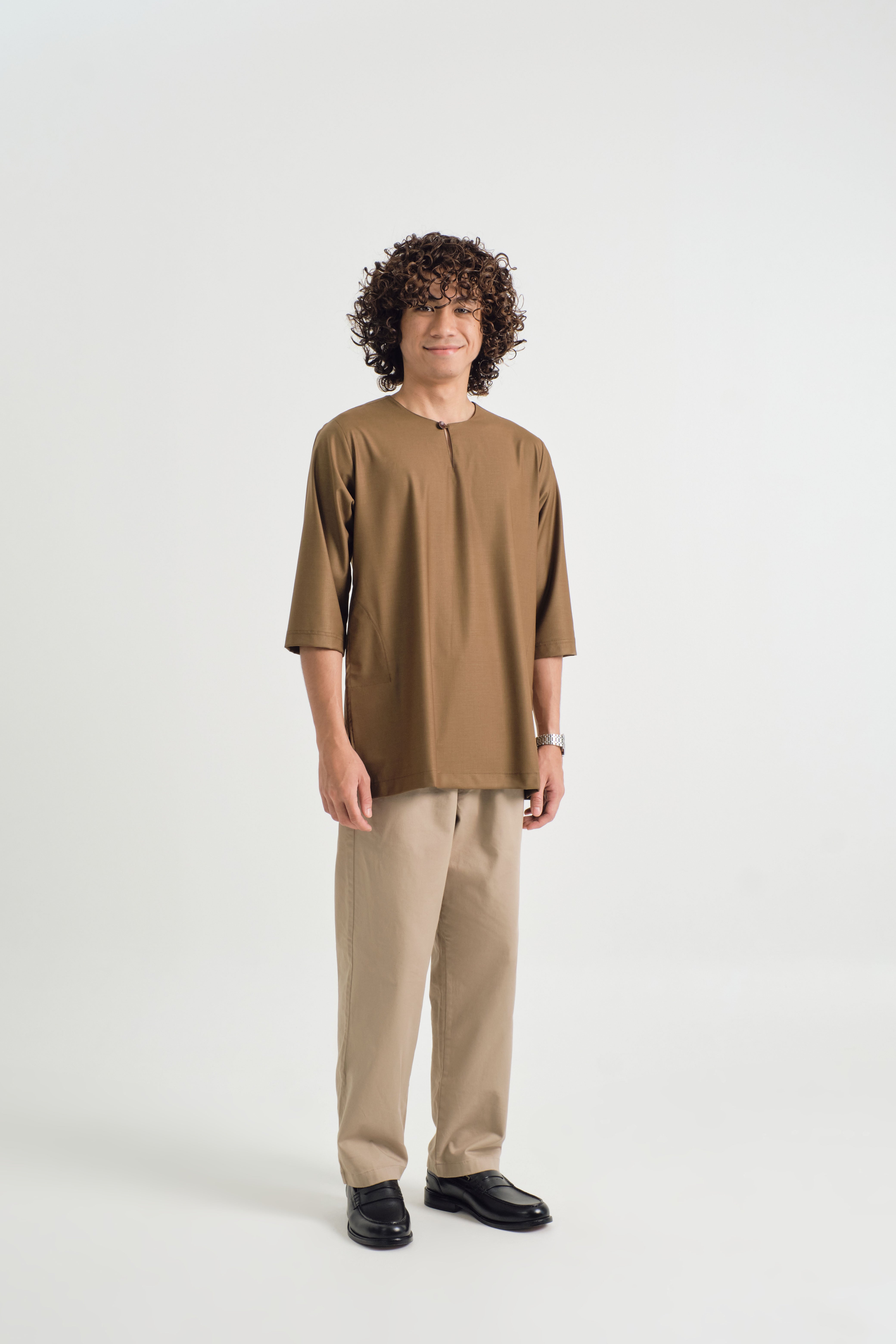 Patawali Three Quarter Sleeve Top - Walnut