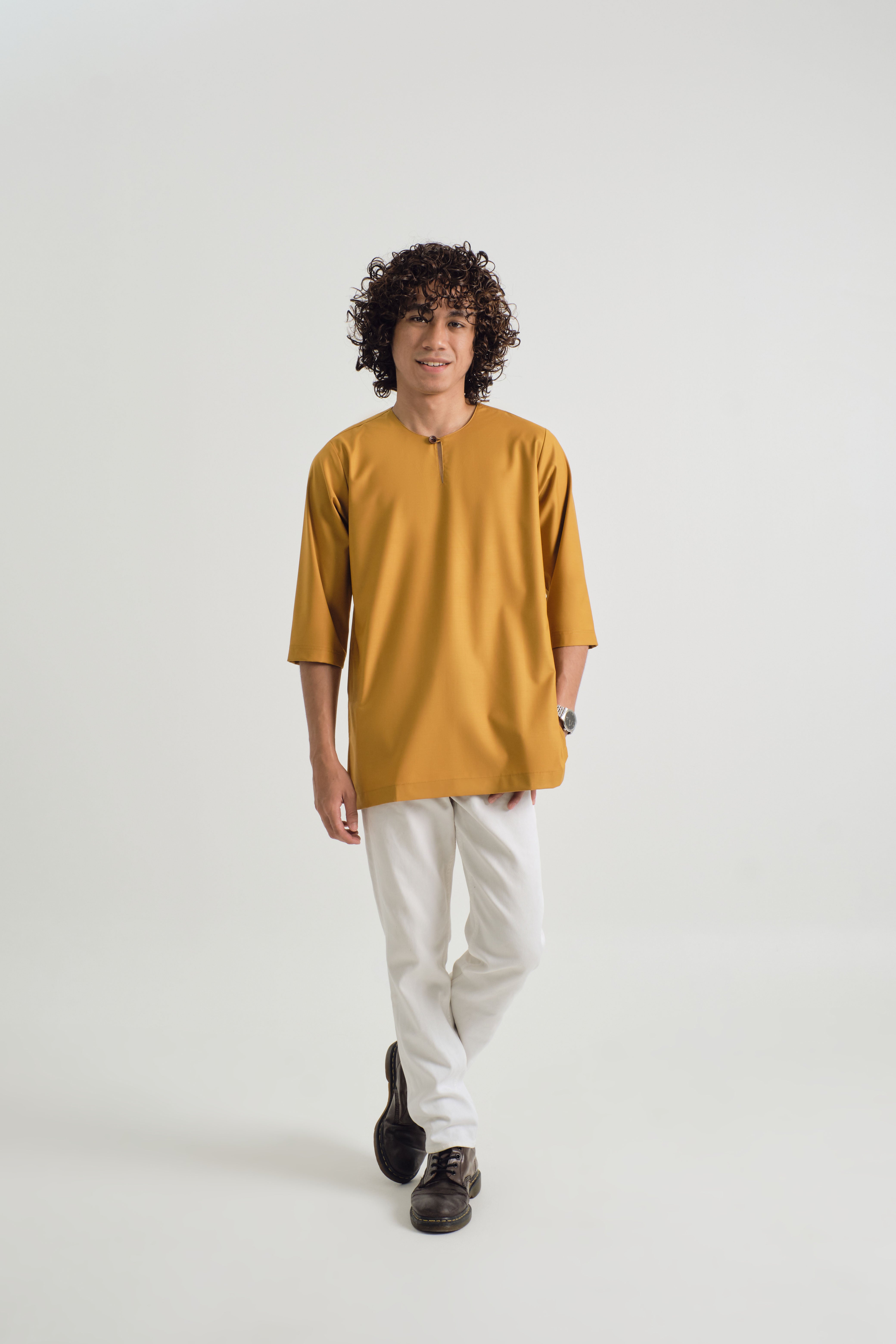 Patawali Three Quarter Sleeve Top - Mustard Yellow