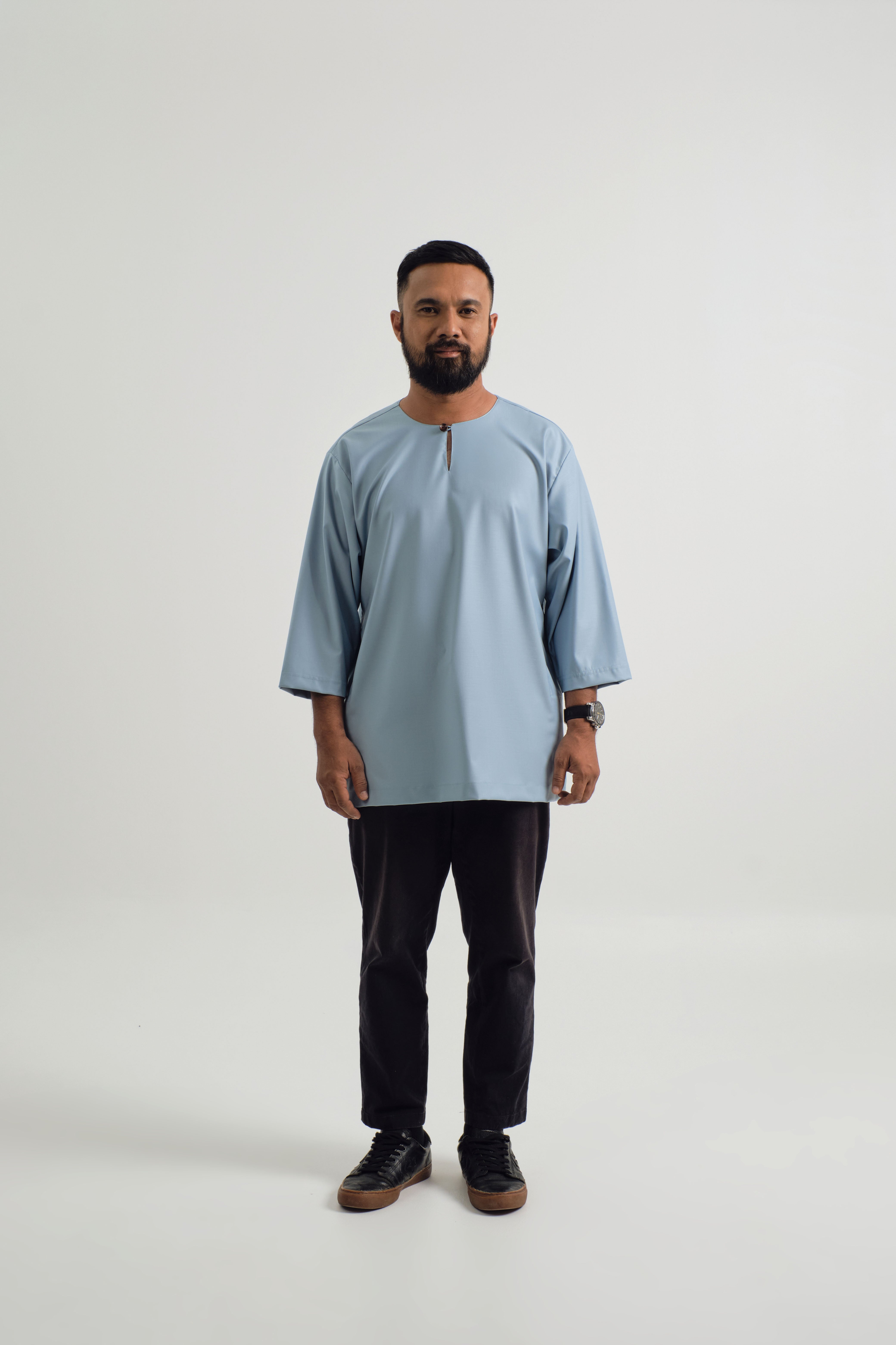 Patawali Three Quarter Sleeve Top - Light Blue