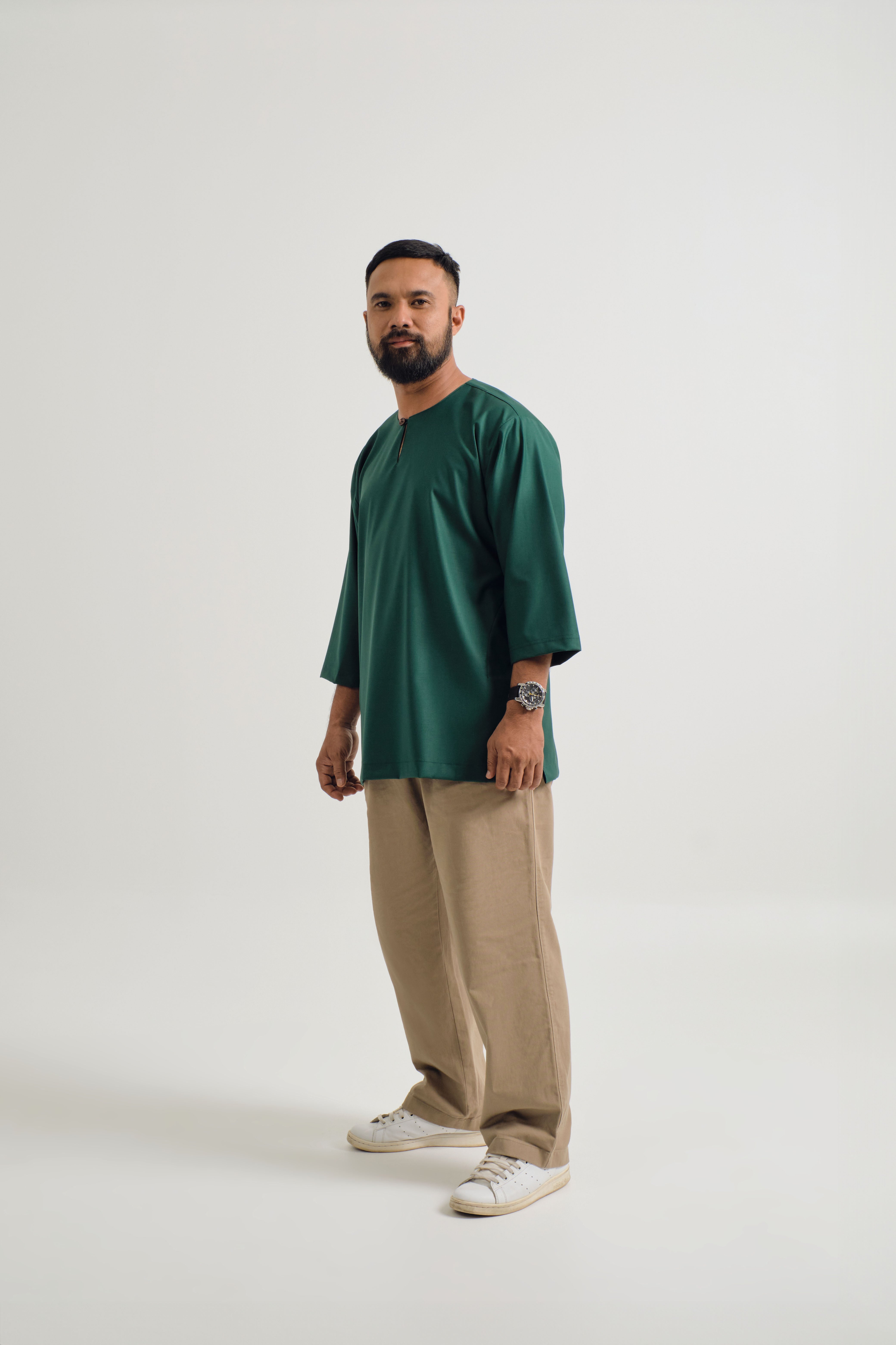 Patawali Three Quarter Sleeve Top - Emerald Green