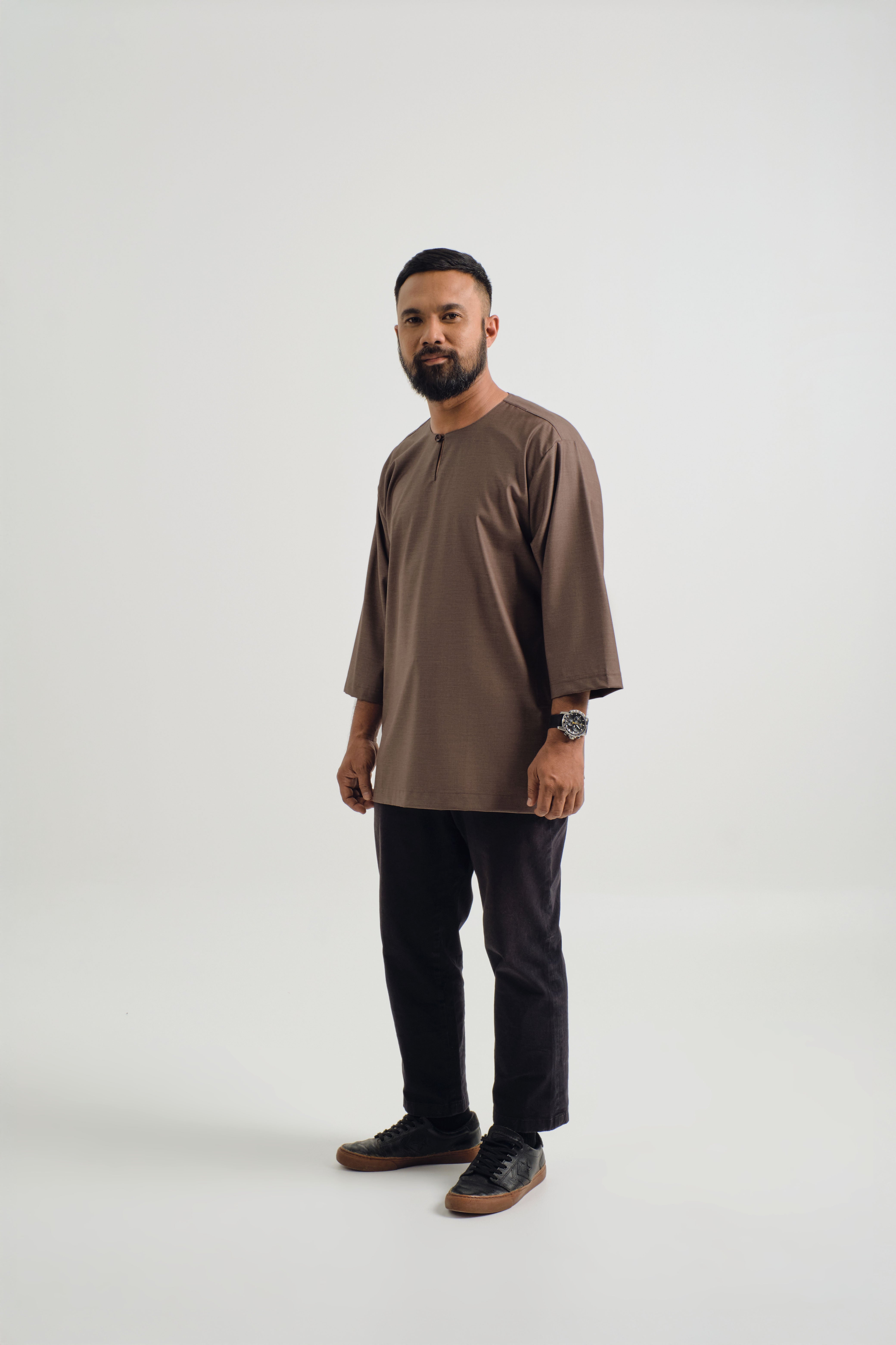 Patawali Three Quarter Sleeve Top - Espresso