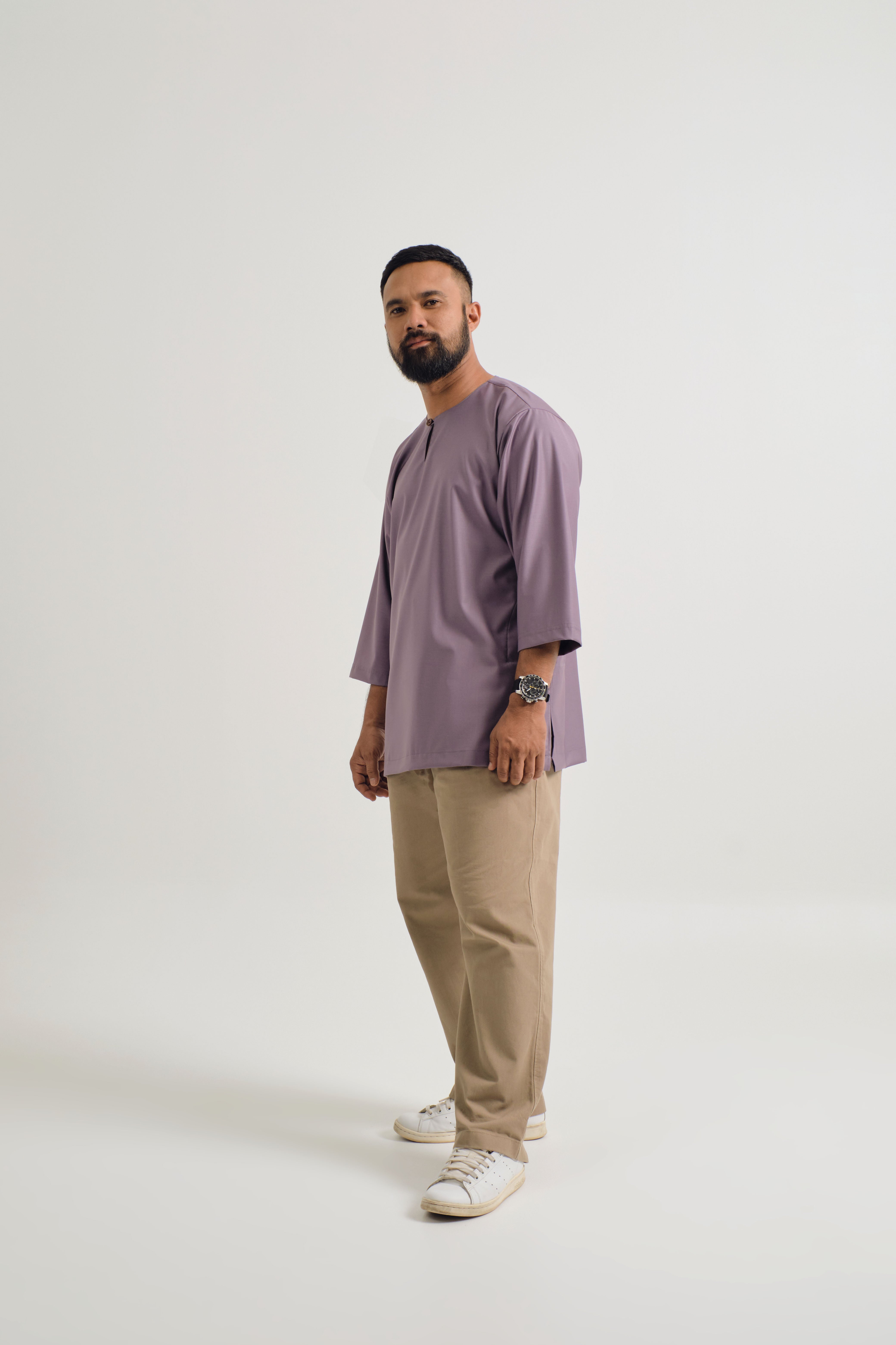 Patawali Three Quarter Sleeve Top - Dusty Lilac