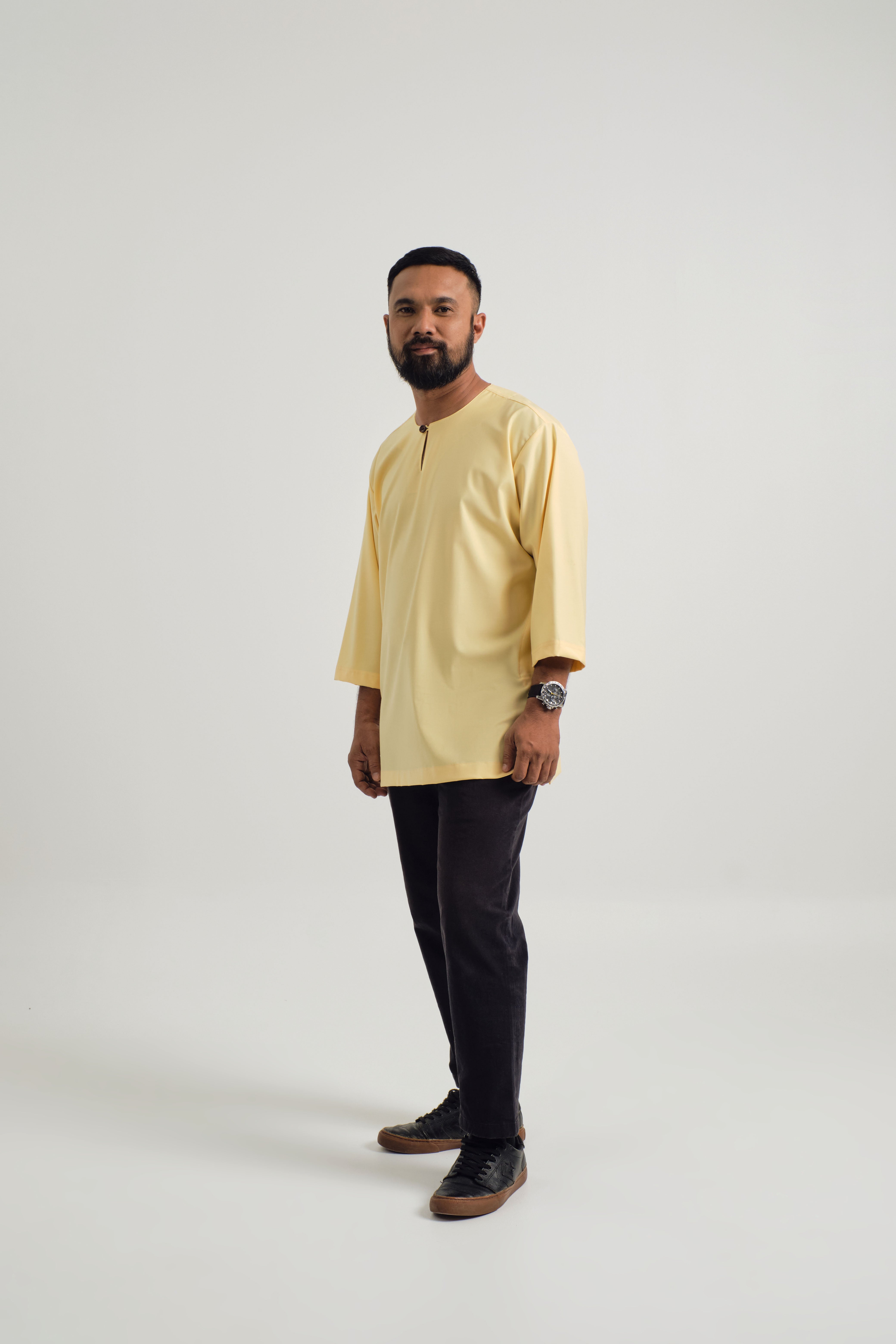 Patawali Three Quarter Sleeve Top - Soft Yellow