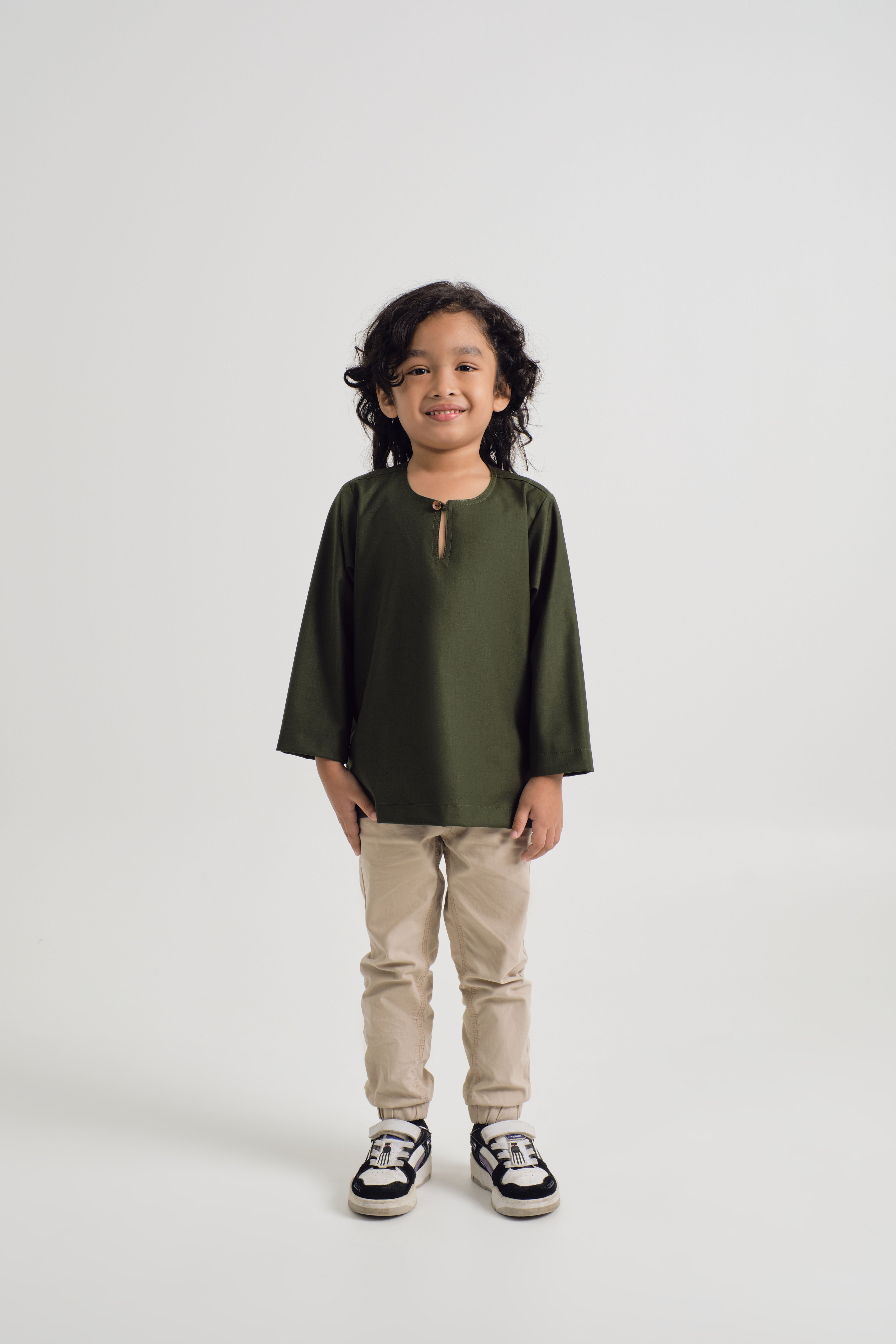 Patawali Boys Top - Dark Army Green