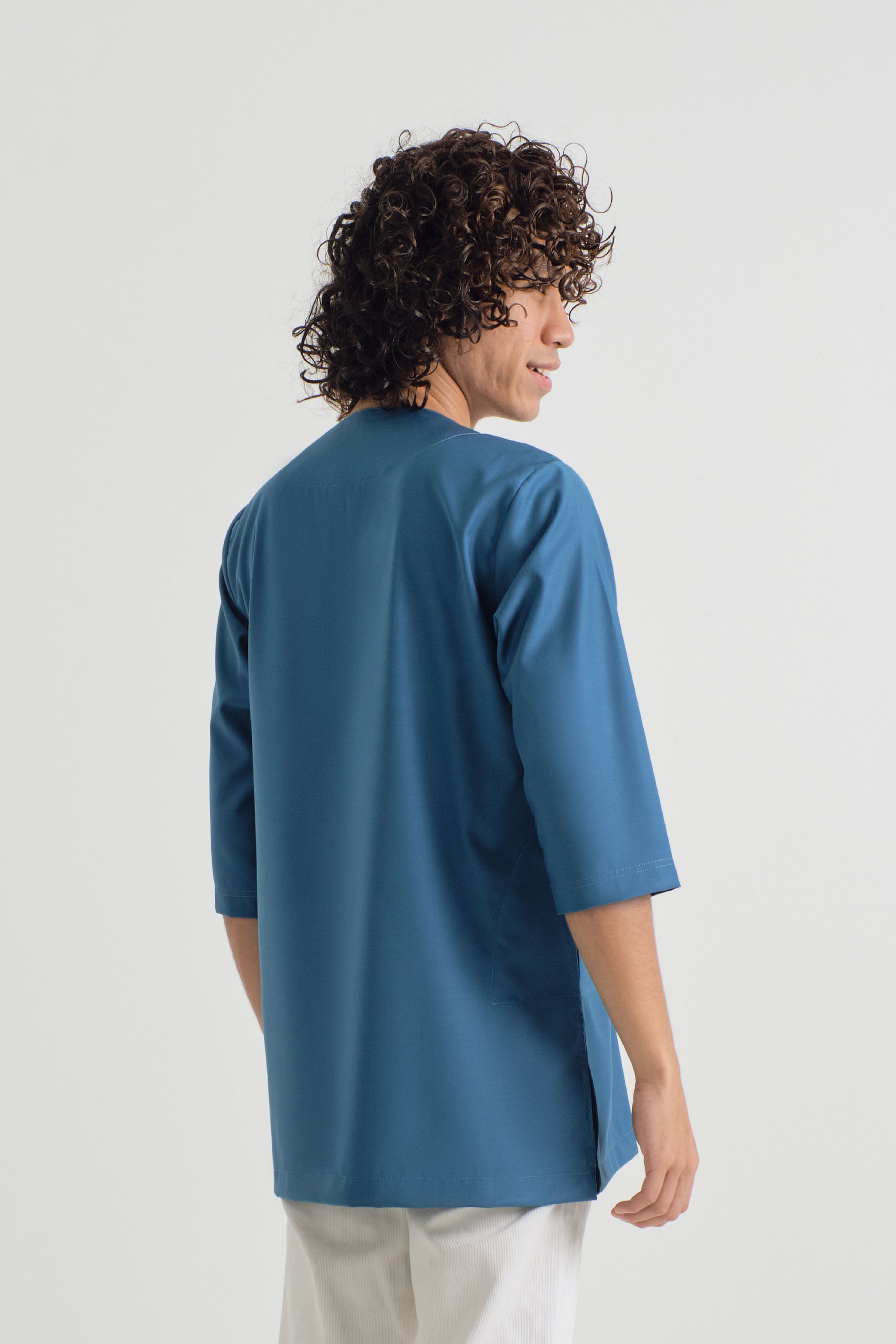 Patawali Three Quarter Sleeve Top - Ocean Blue